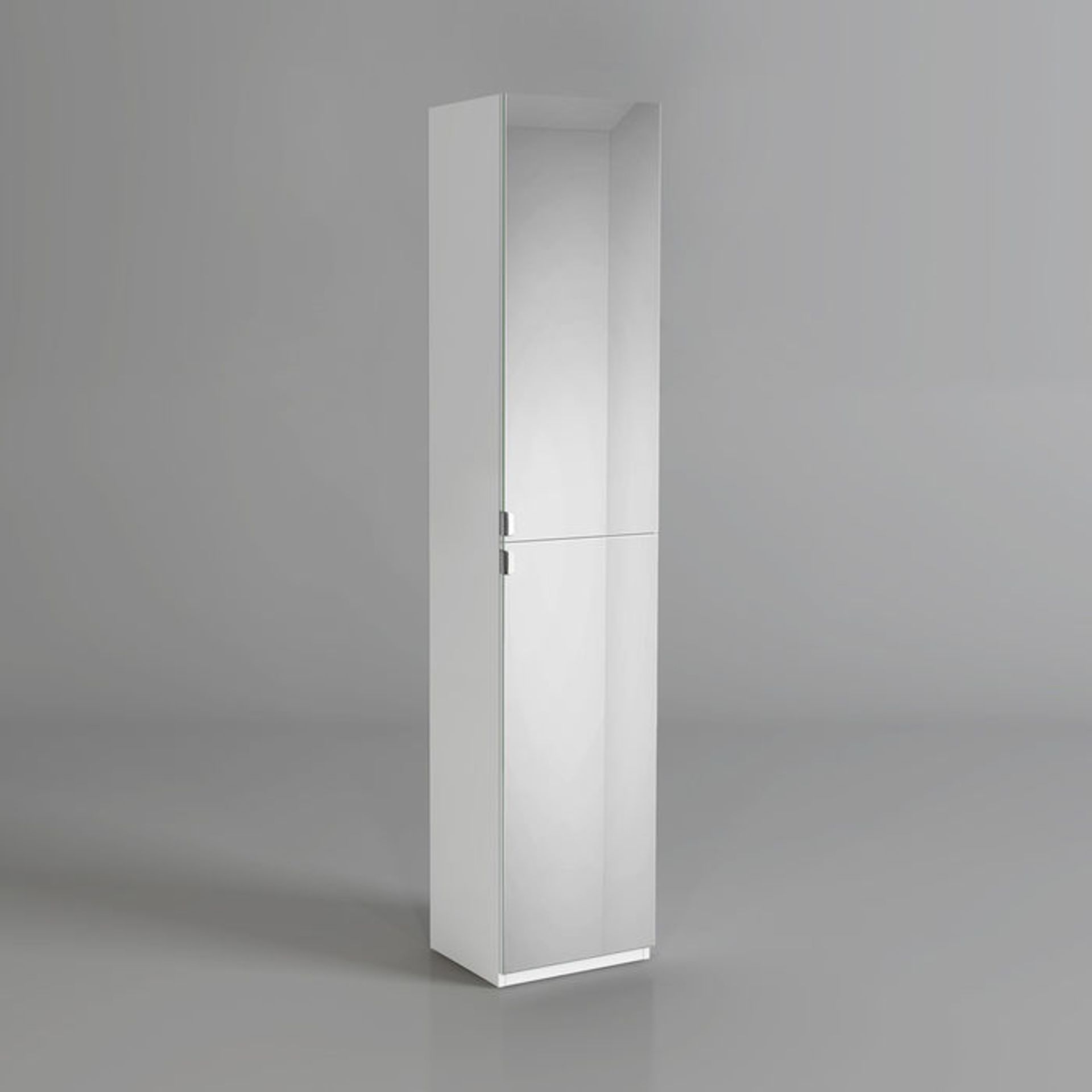 (TA172) 1700x350mm Mirrored Door Matte White Tall Storage Cabinet - Floor Standing. RRP £249.99. - Image 4 of 4