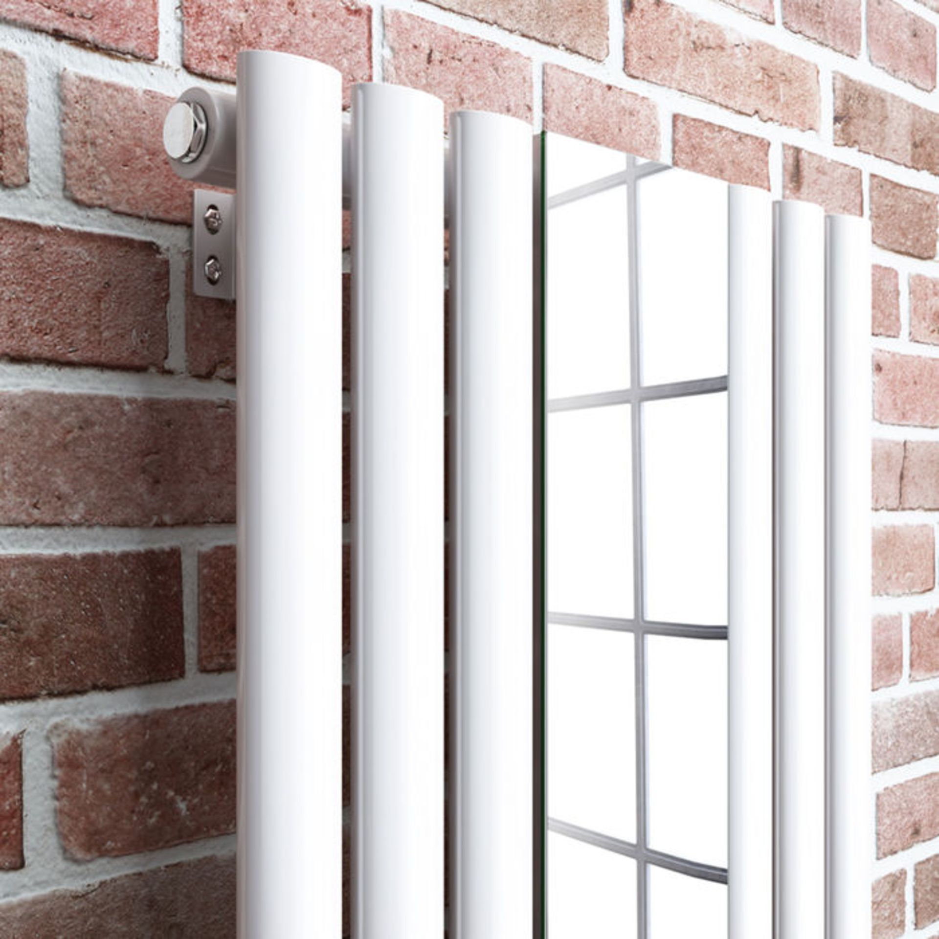 (TA81) 1800x500mm Mirrored White Single Oval Panel Radiator- Denver. RRP £399.99. Made from high - Image 4 of 4
