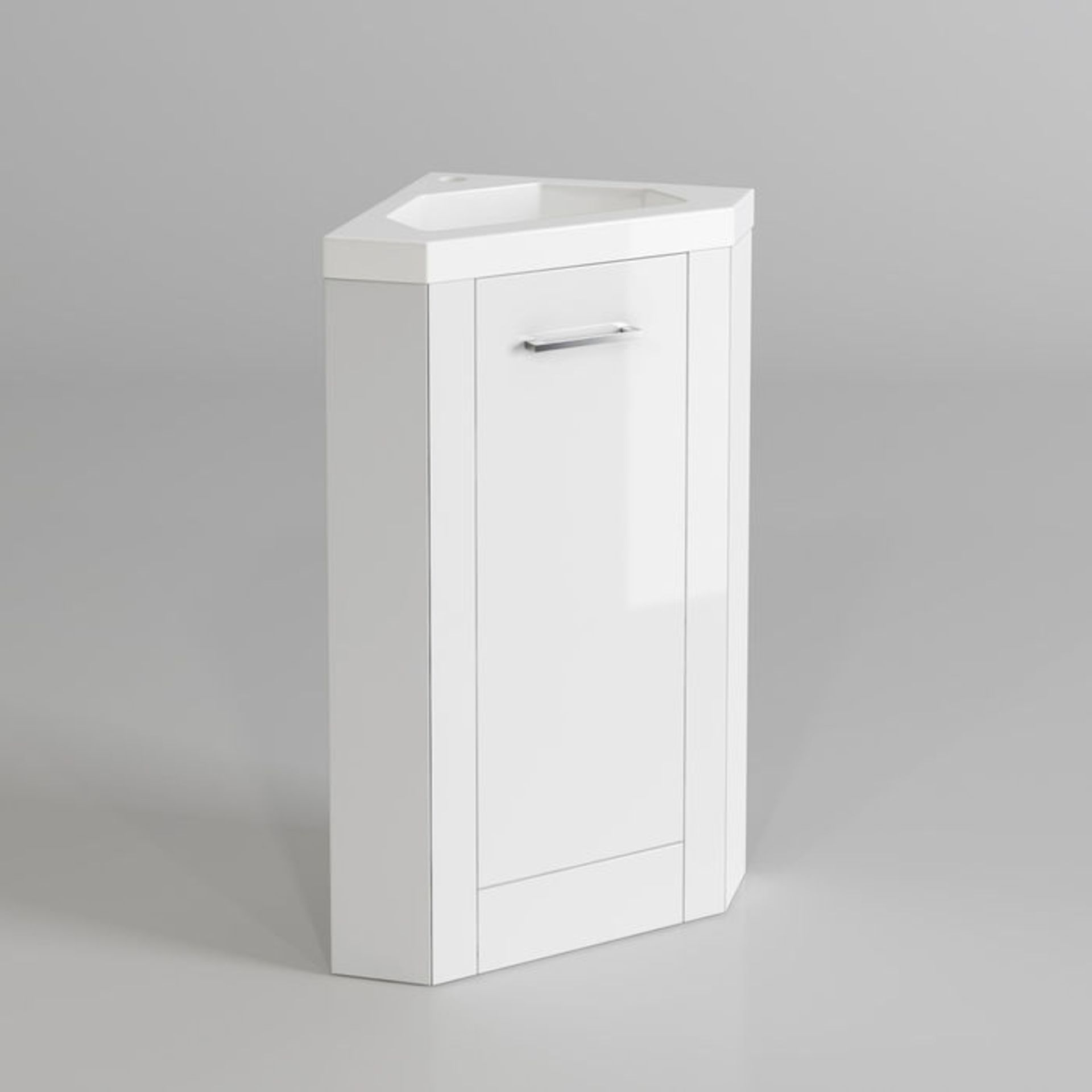 (XM40) 800mmx560mm Trent Corner Basin Cabinet. RRP £299.99. Comes complete with basin. Convenient, - Image 3 of 3