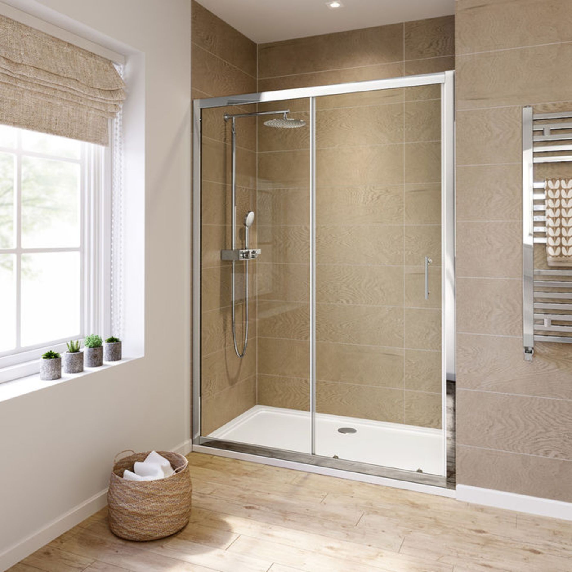 (XM153) 1400mm - 6mm - Elements Sliding Shower Door. RRP £299.99. 6mm Safety Glass Fully - Image 2 of 4