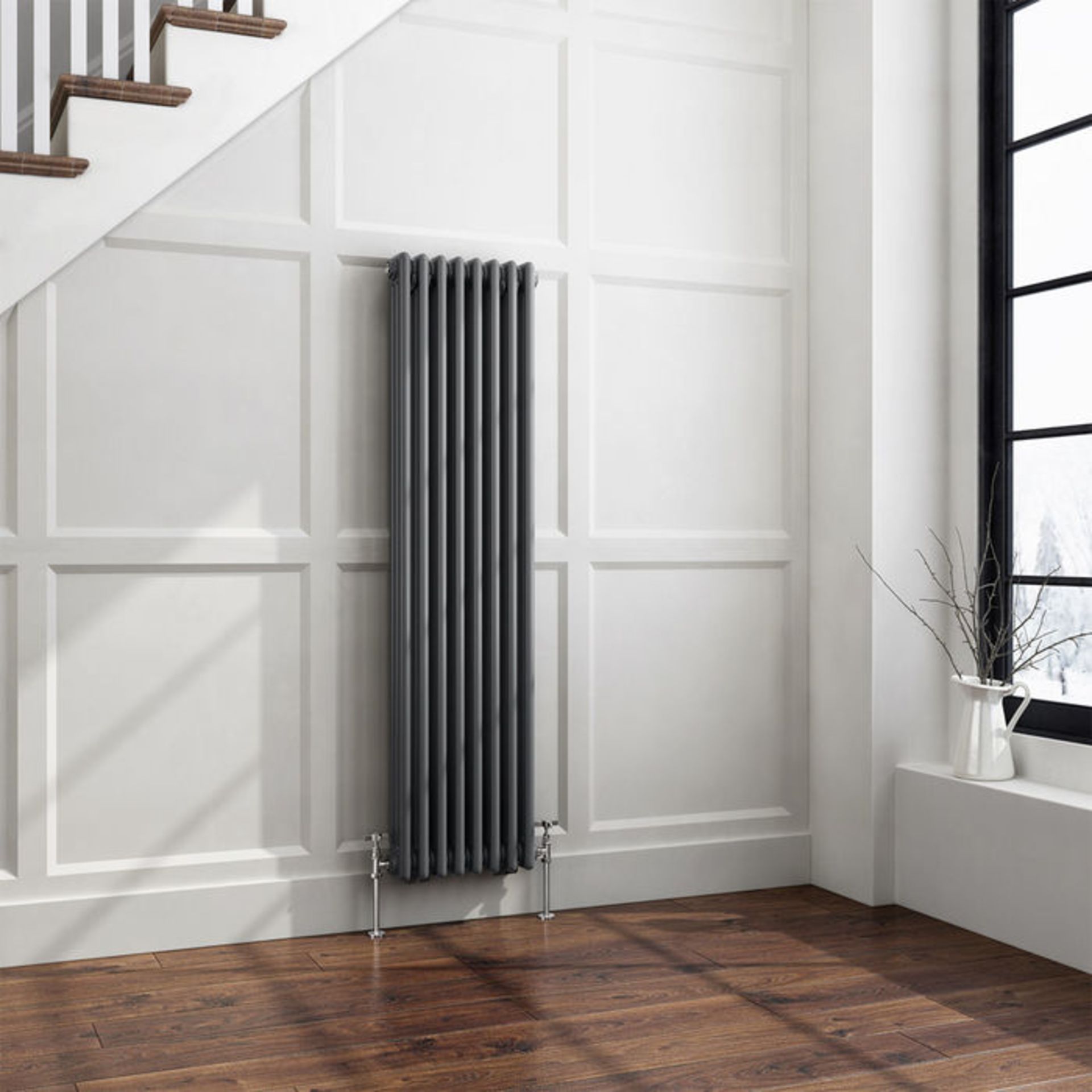 (TA181) 1500x380mm Anthracite Triple Panel Vertical Colosseum Traditional Radiator. RRP £399.99. - Image 3 of 4