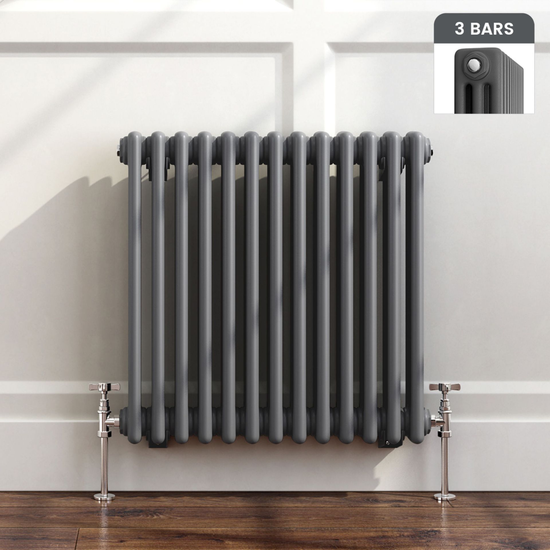 (XM9) 600x599mm Anthracite Triple Panel Horizontal Traditional Colosseum Radiator. RRP £289.99. Made