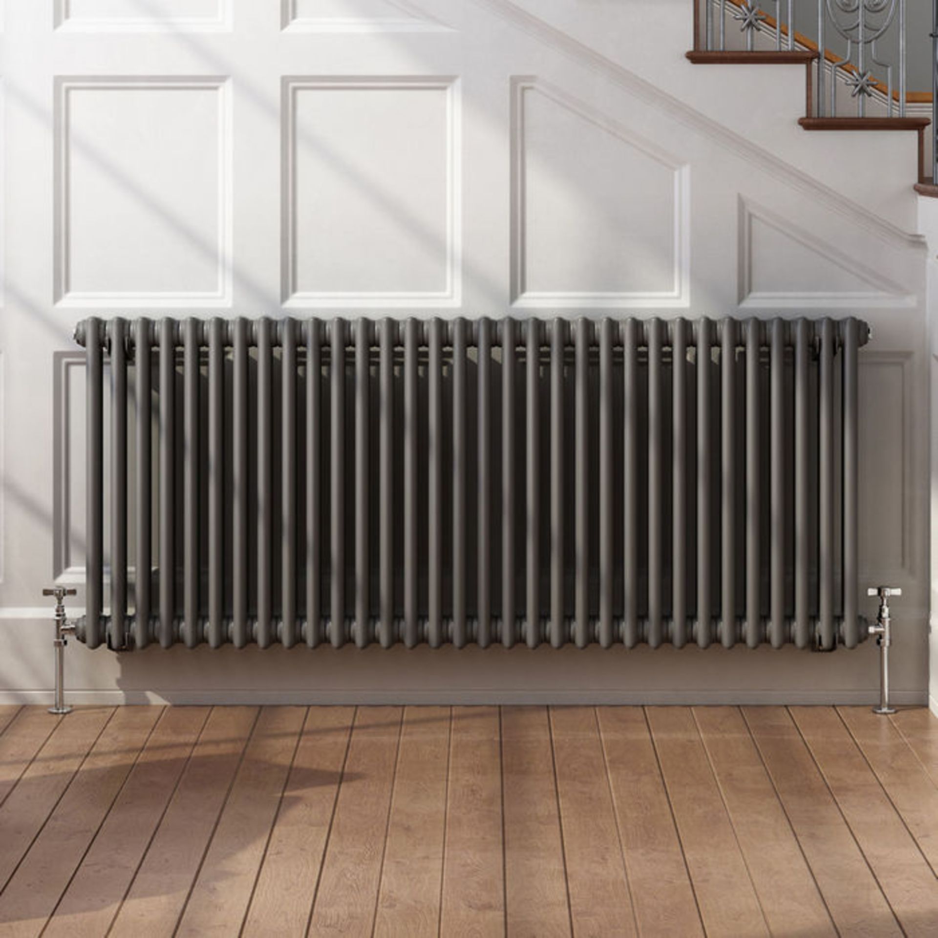 (XM122) 600x1458mm Anthracite Double Panel Horizontal Colosseum Traditional Radiator. RRP £539.99. - Image 3 of 6