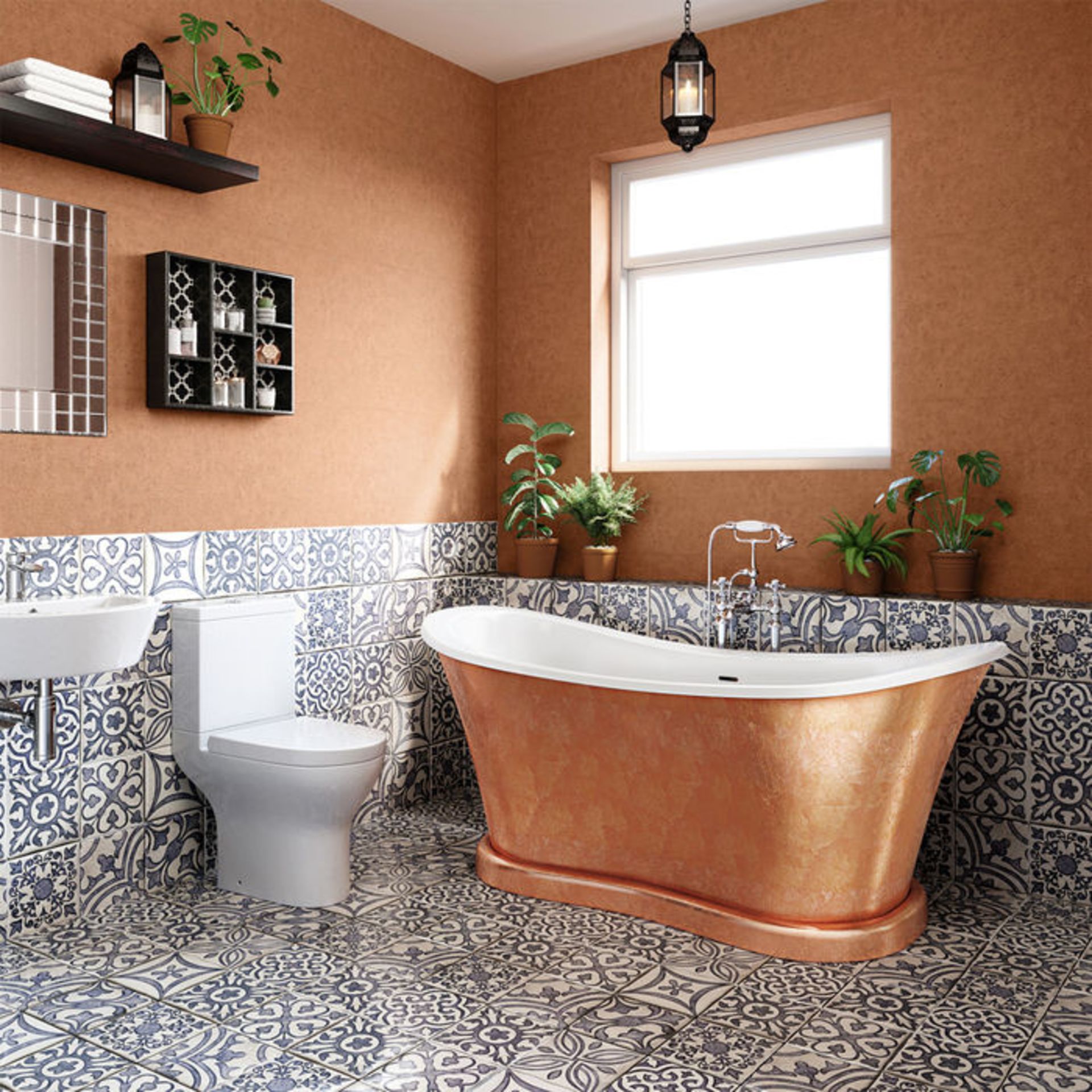 (XM3) 1700mm Sebastian Traditional Roll Top Copper Leaf Bath. Traditional roll top design - Bild 6 aus 6