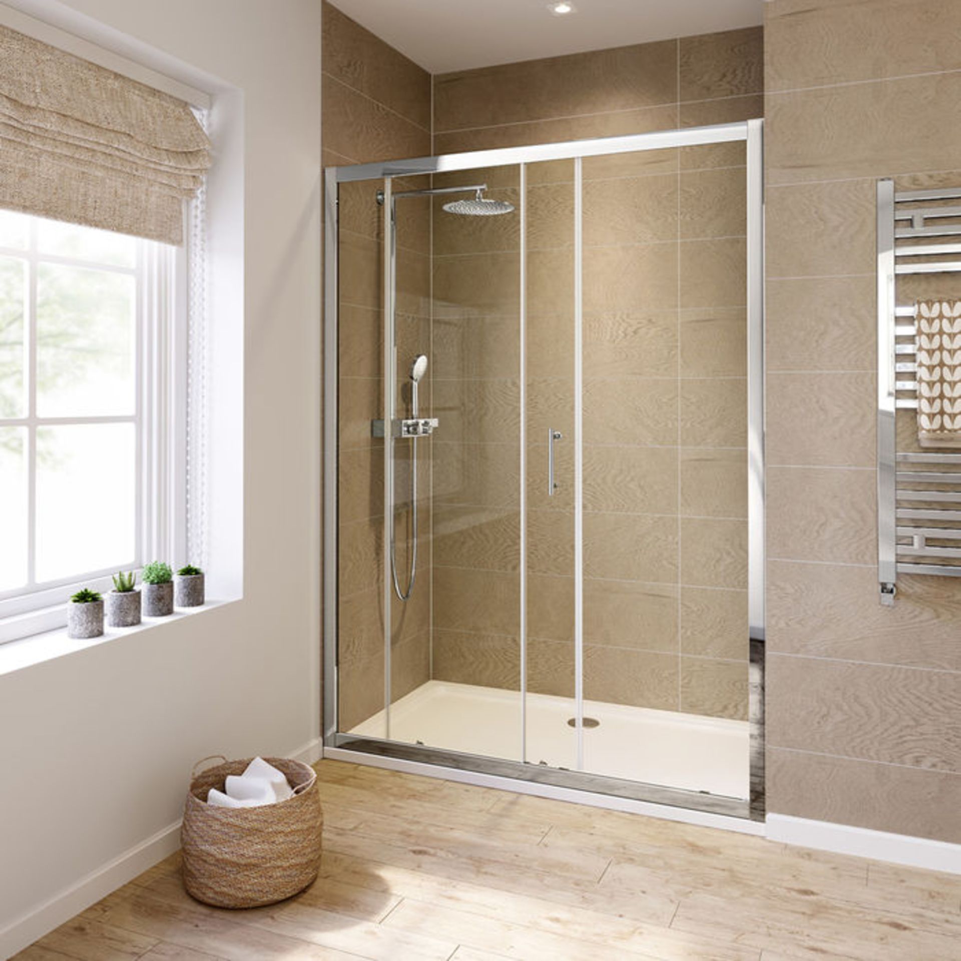 (XM153) 1400mm - 6mm - Elements Sliding Shower Door. RRP £299.99. 6mm Safety Glass Fully - Image 3 of 4