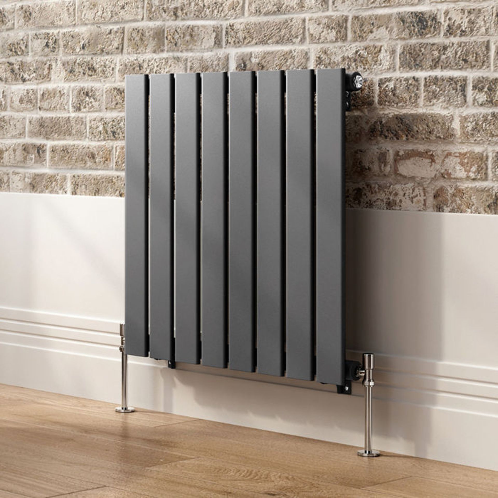 (NY144) 600x604mm Anthracite Single Flat Panel Horizontal Radiator. RRP £219.99. Made from high - Image 2 of 4