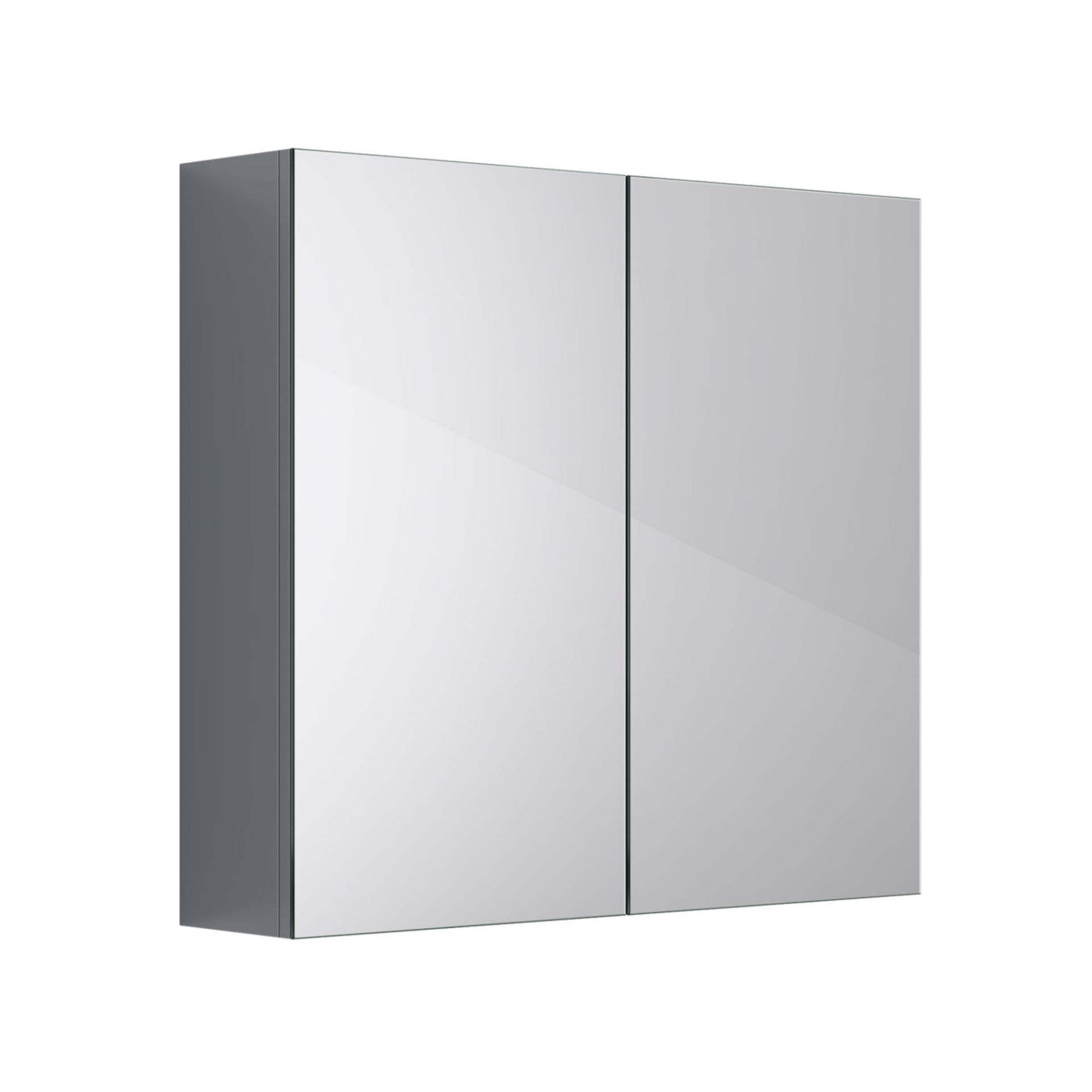 (XM91) 667mm Harper Gloss Grey Double Door Mirror Cabinet. RRP £299.99. Part of our Flat Pack