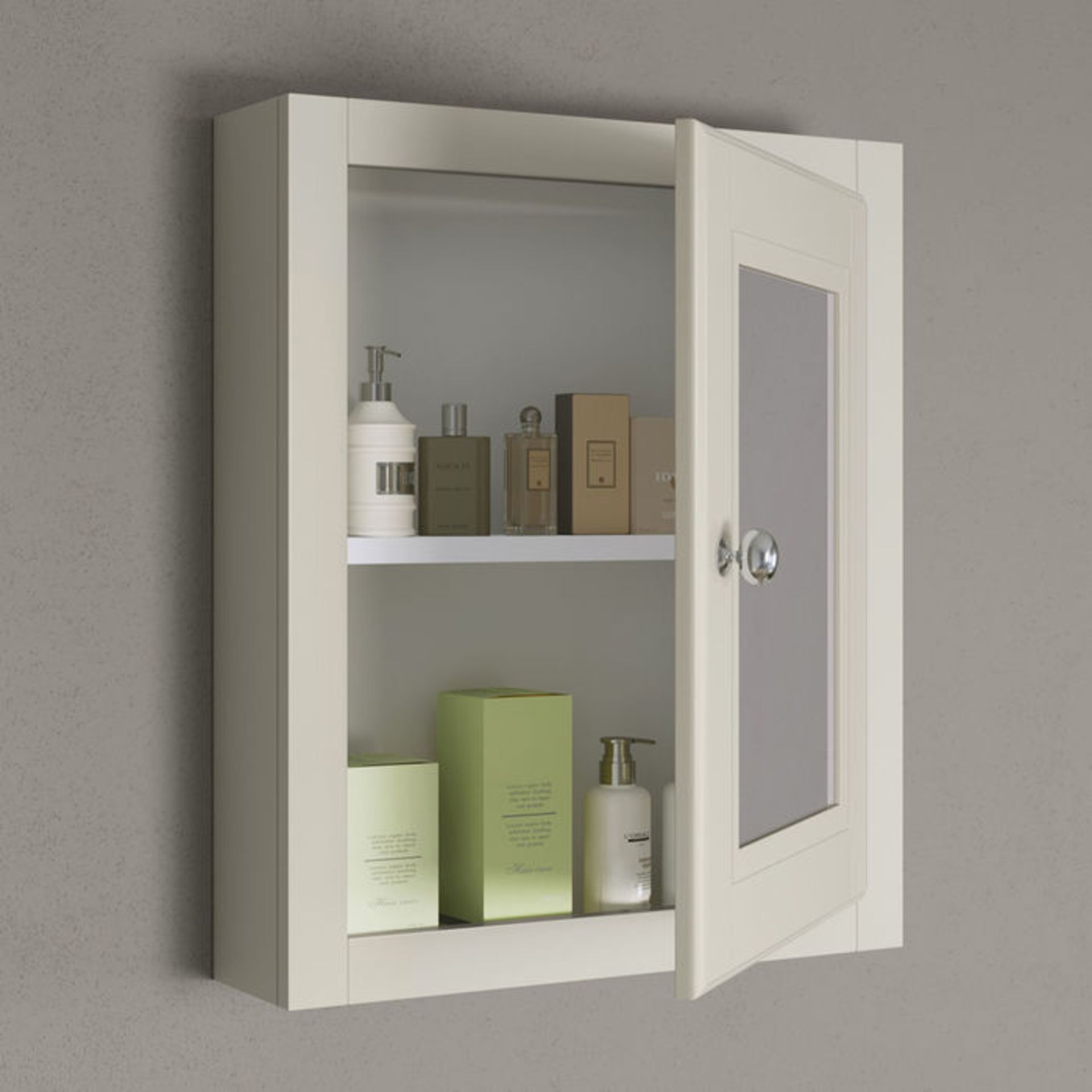 (XM92) 500mm Cambridge Clotted Cream Single Door Mirror Cabinet. RRP £299.99. Traditional - Image 2 of 4