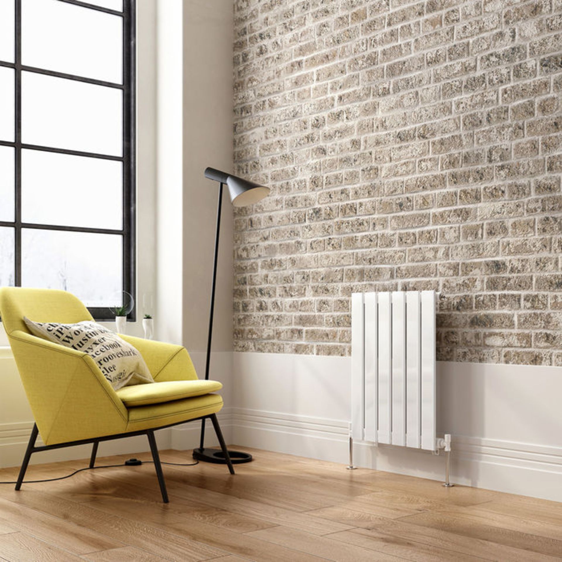 (NY130) 600x456mm Gloss White Single Flat Panel Horizontal Radiator. RRP £184.99. Engineered under - Image 3 of 5