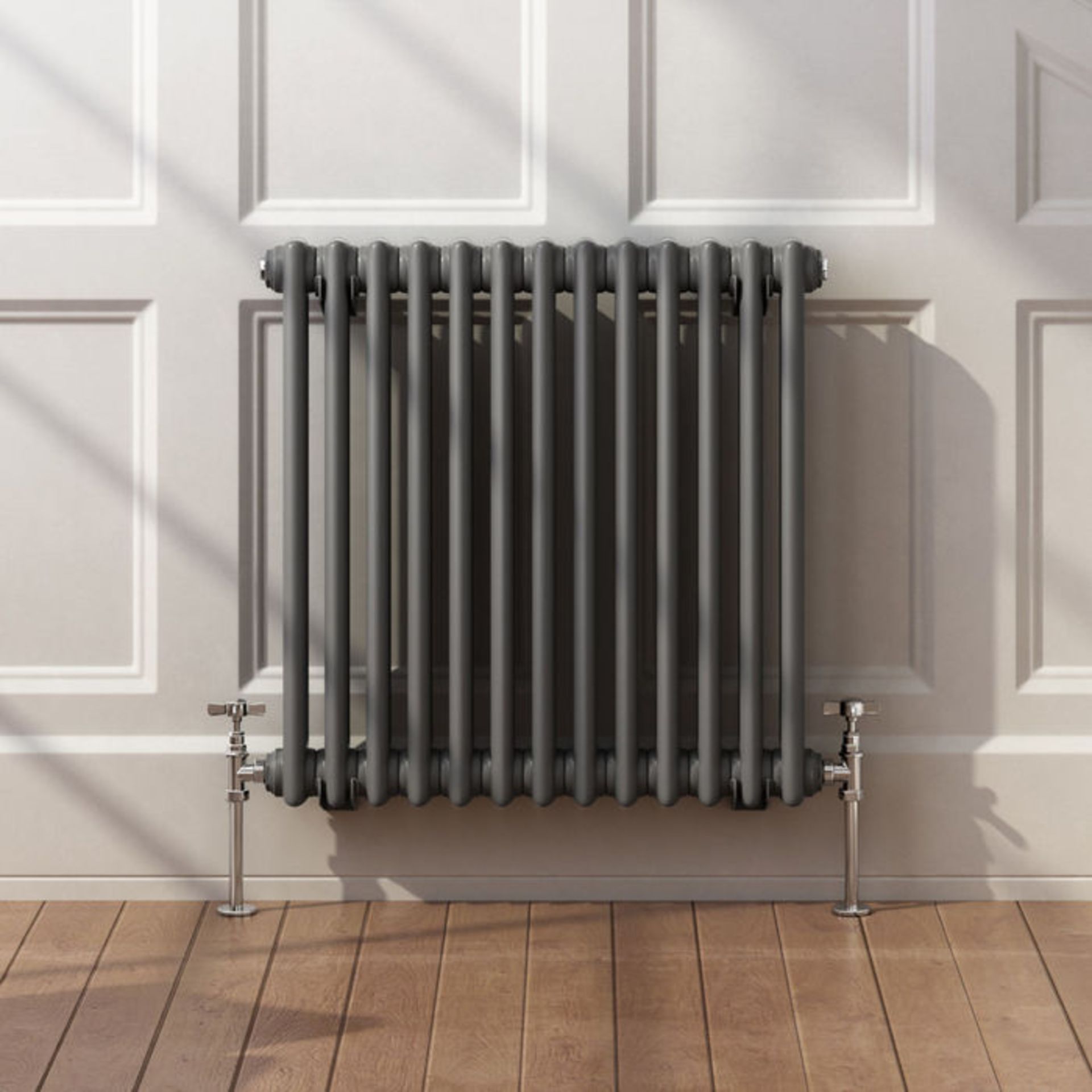 (XM121) 600x603mm Anthracite Double Panel Horizontal Colosseum Traditional Radiator. RRP £309.99. - Image 2 of 4