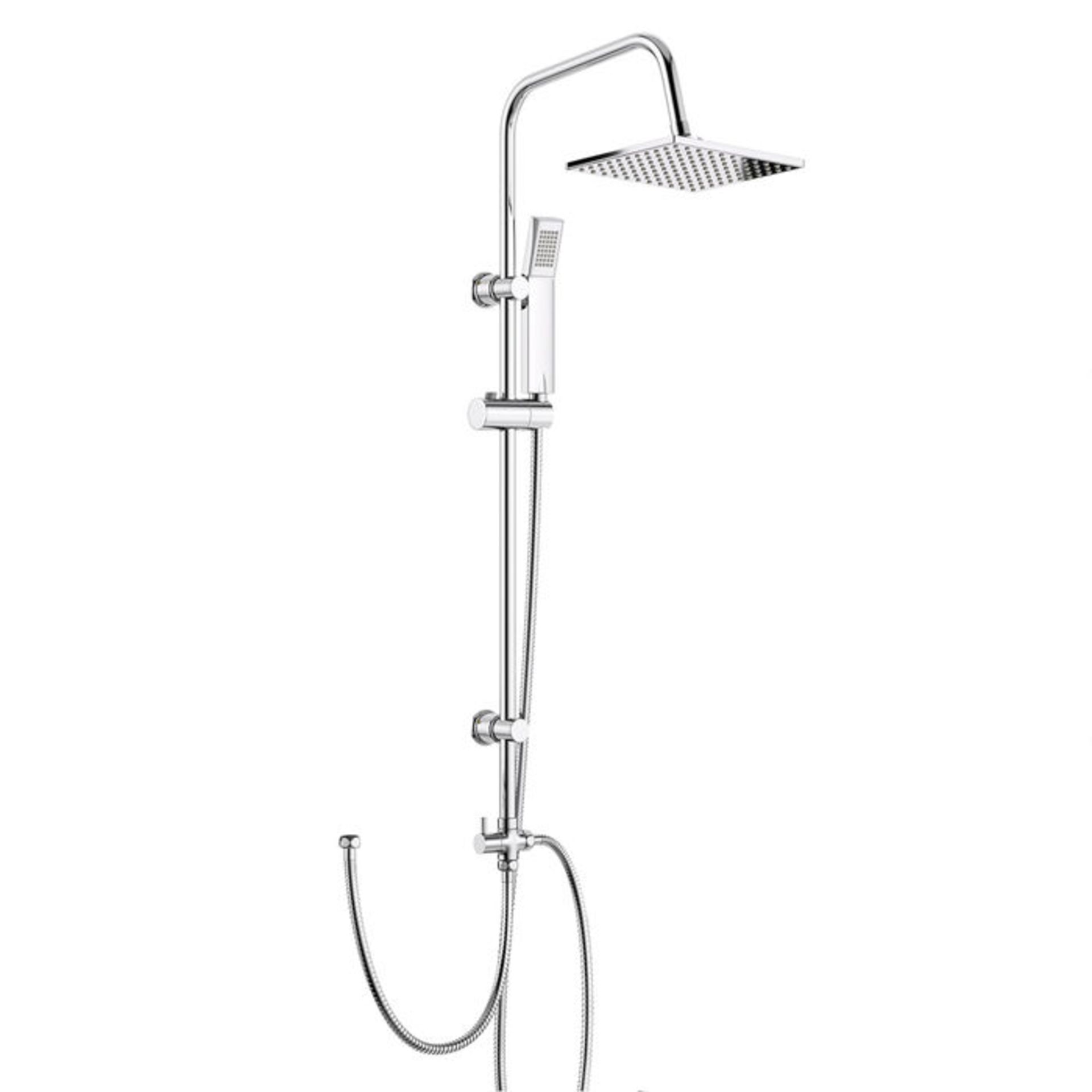 (AH100) 200mm Square Head, Riser Rail Handheld Kit. Quality stainless steel shower head with Easy - Bild 2 aus 2