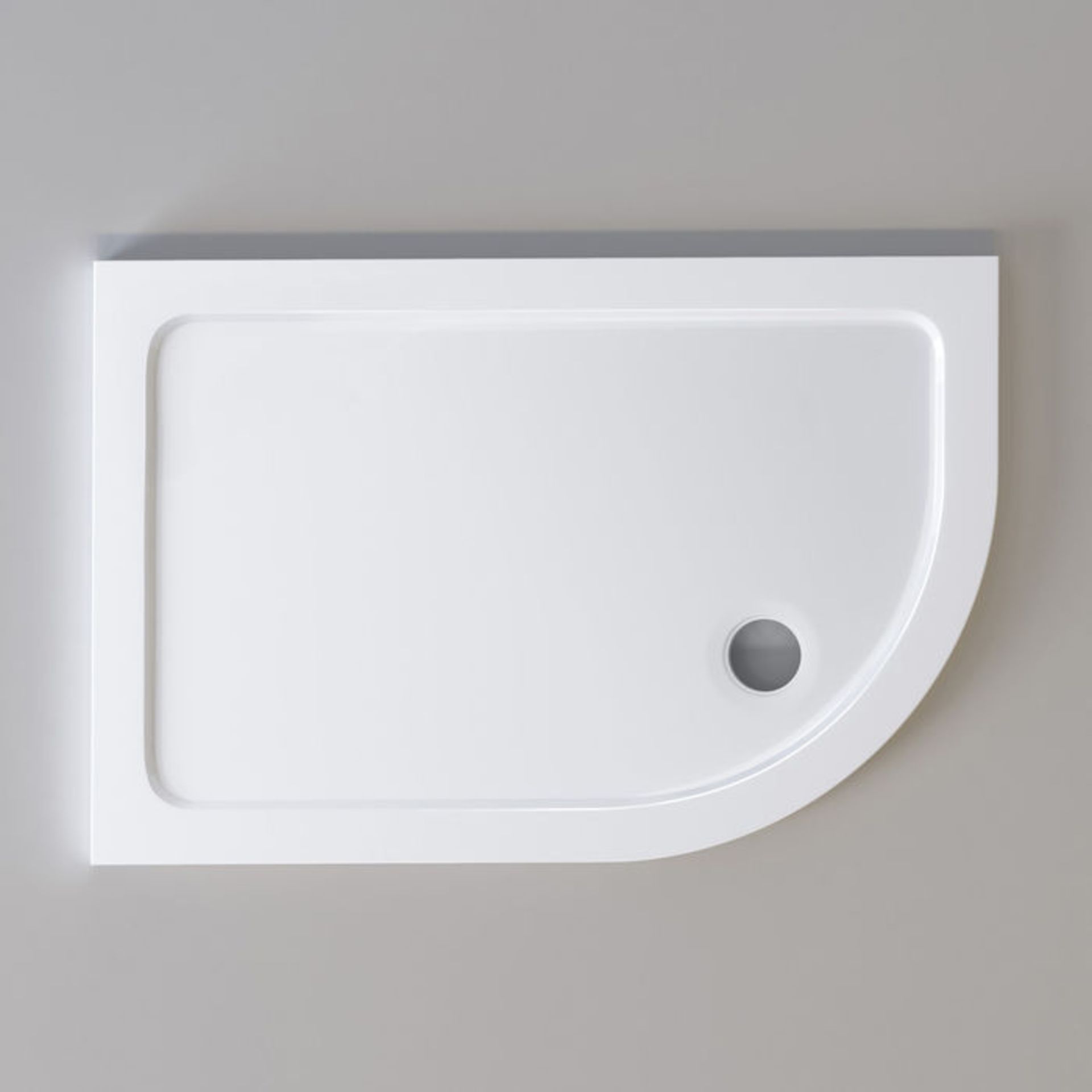 (P199) 1200x800mm Offset Quadrant Ultraslim Stone Shower Tray - Right. Low profile ultra slim