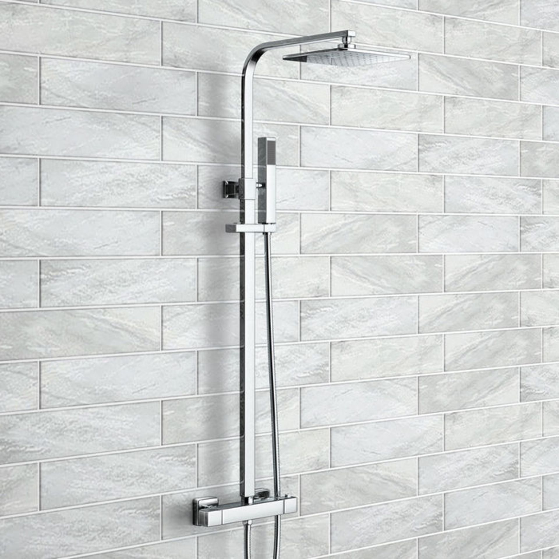 (P135) Square Exposed Thermostatic Shower Kit Medium Head- Harper Angled, slim and on-trend - Bild 3 aus 4