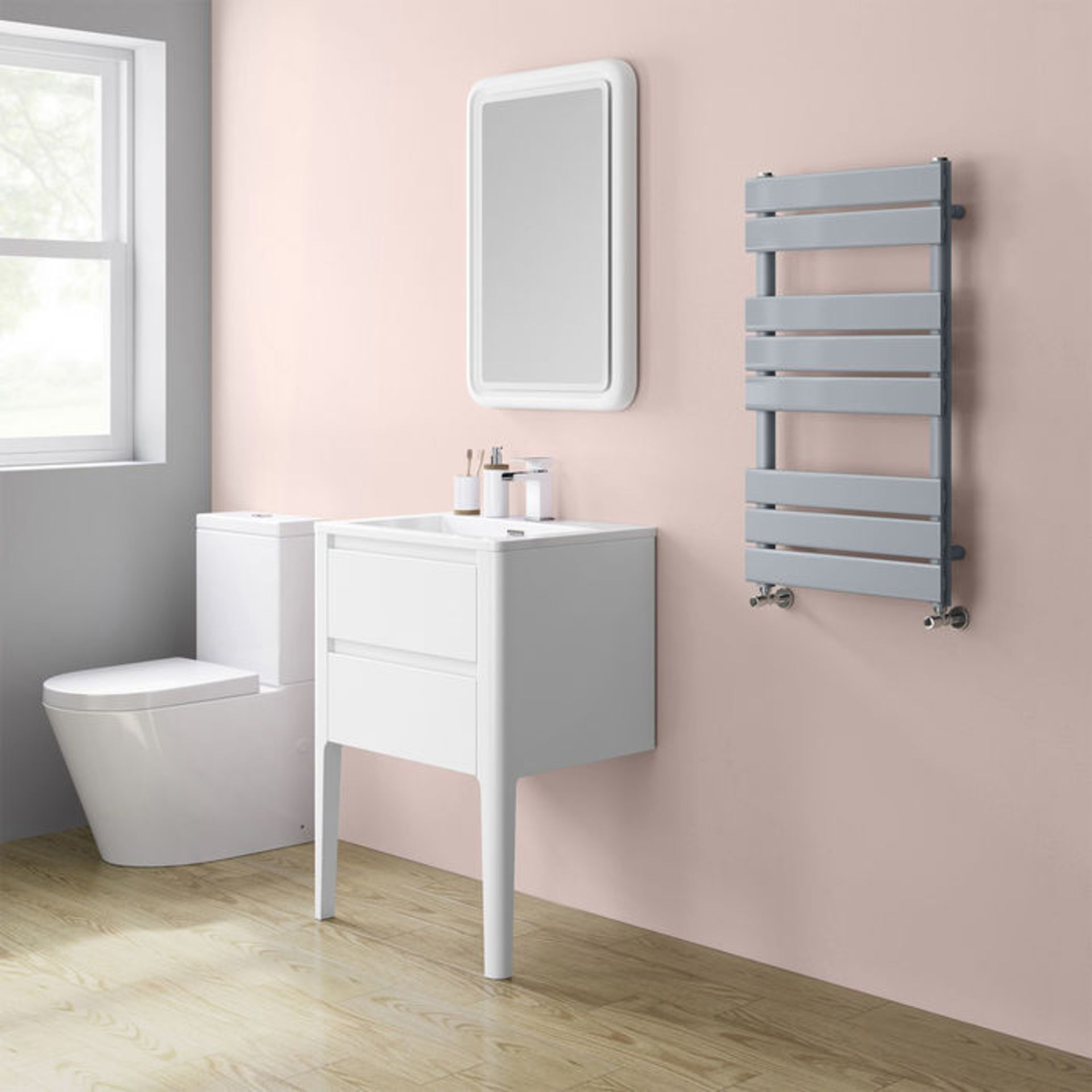 (P191) 600mm Copenhagen Matte White Vanity Unit. RRP £489.99. COMES COMPLETE WITH BASIN. Minimalist - Bild 4 aus 5