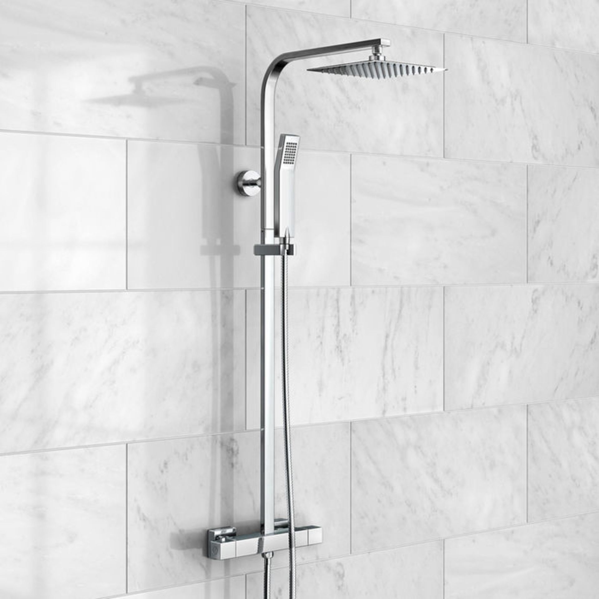 (P156) Square Exposed Thermostatic Shower Kit Large Head- Denver. Style meets function with our - Image 3 of 4