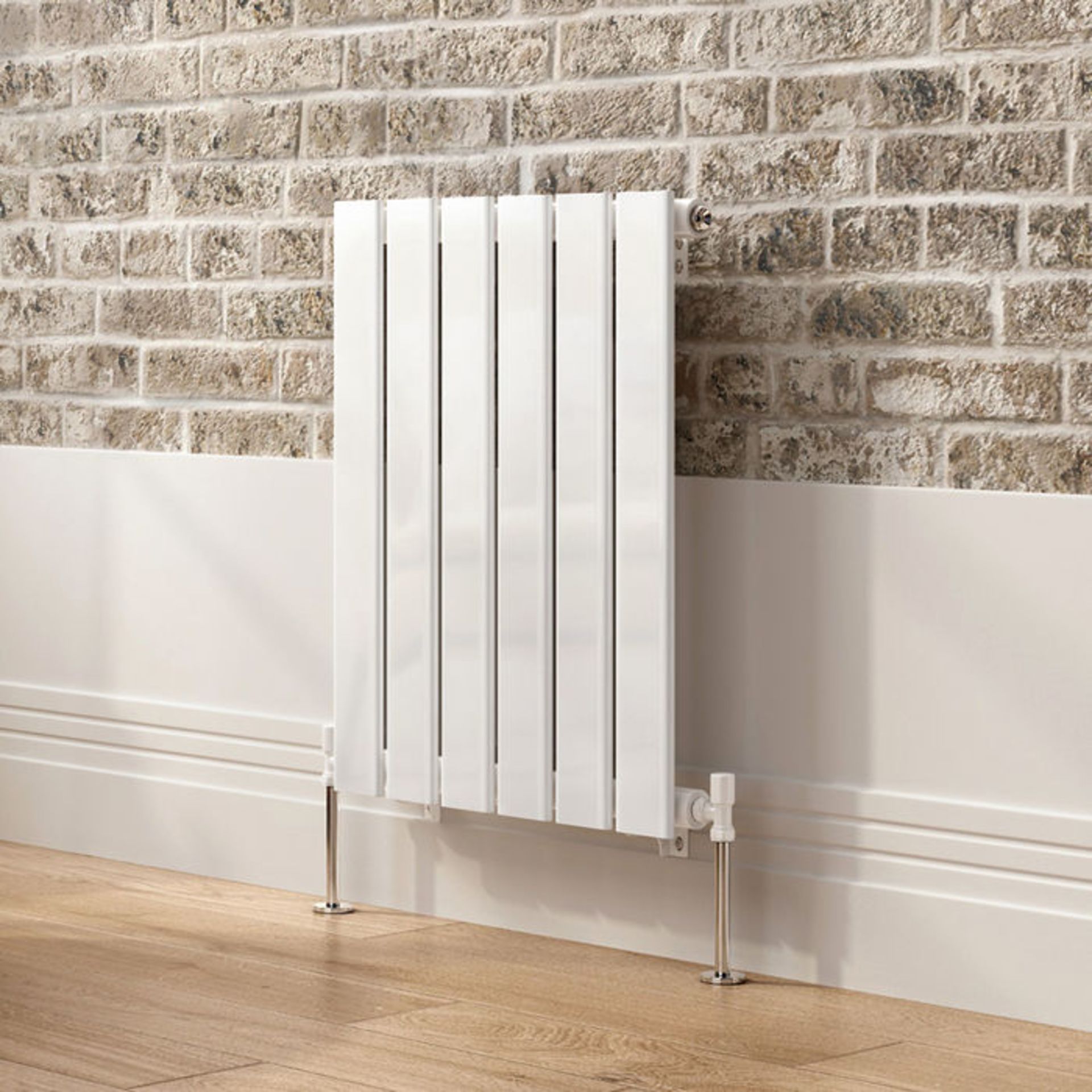 (P76) 600x456mm Gloss White Single Flat Panel Horizontal Radiator. RRP £184.99. Engineered under - Image 5 of 5