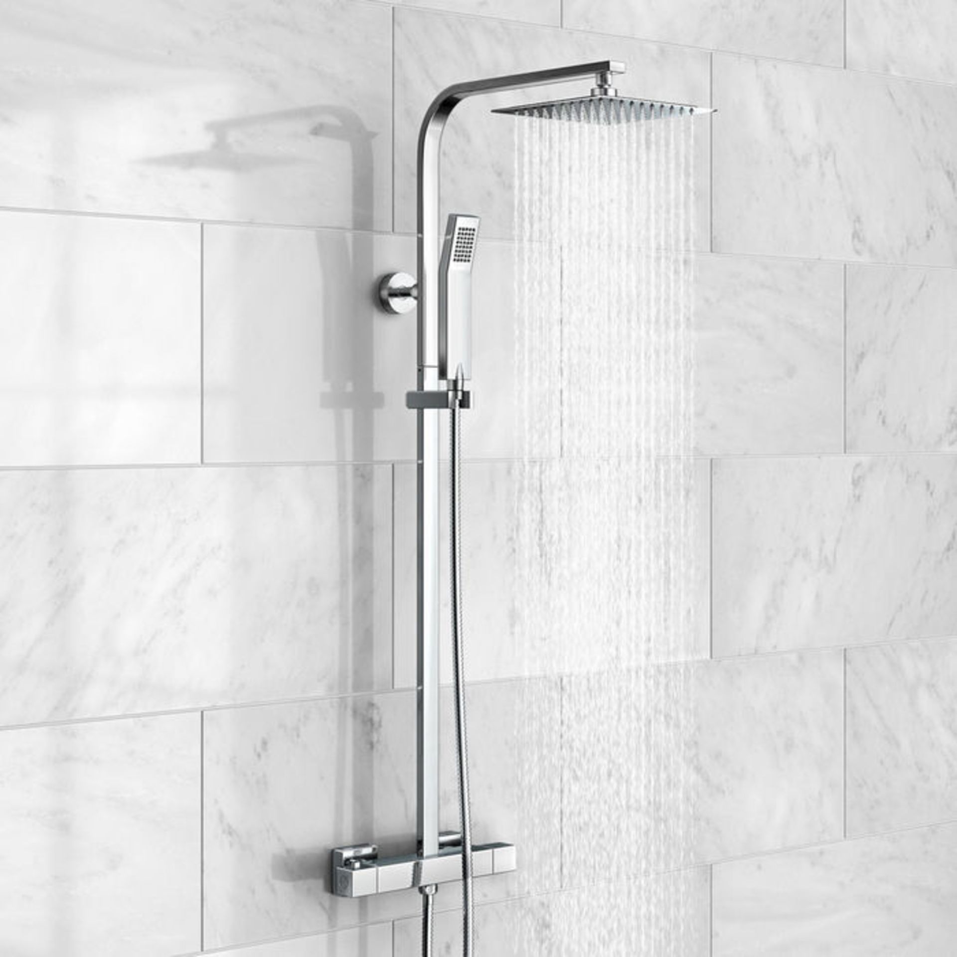 (P156) Square Exposed Thermostatic Shower Kit Large Head- Denver. Style meets function with our