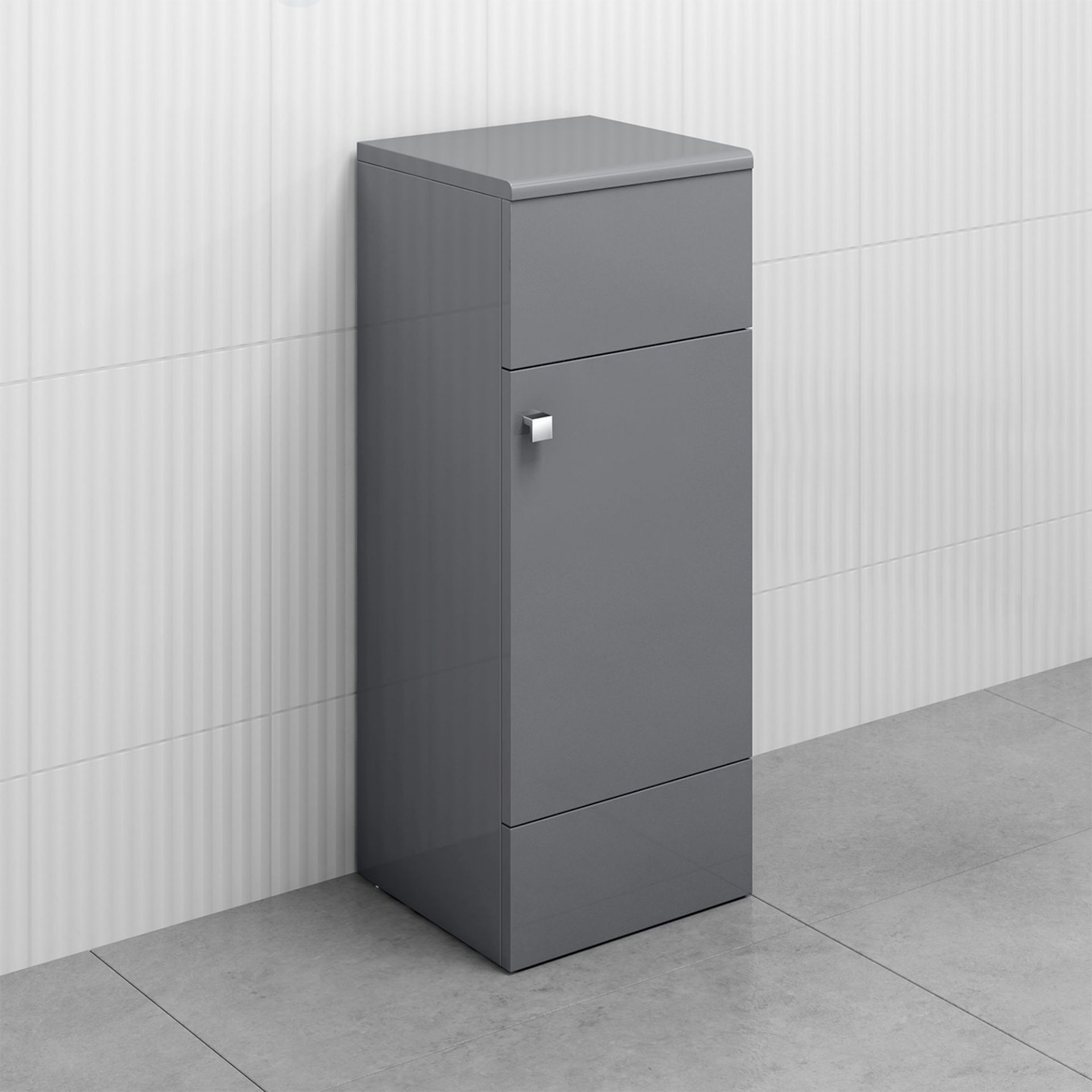 (MT217) 300mm Harper Gloss Grey Small Side Cabinet Unit. RRP £119.99. Our compact unit offers two