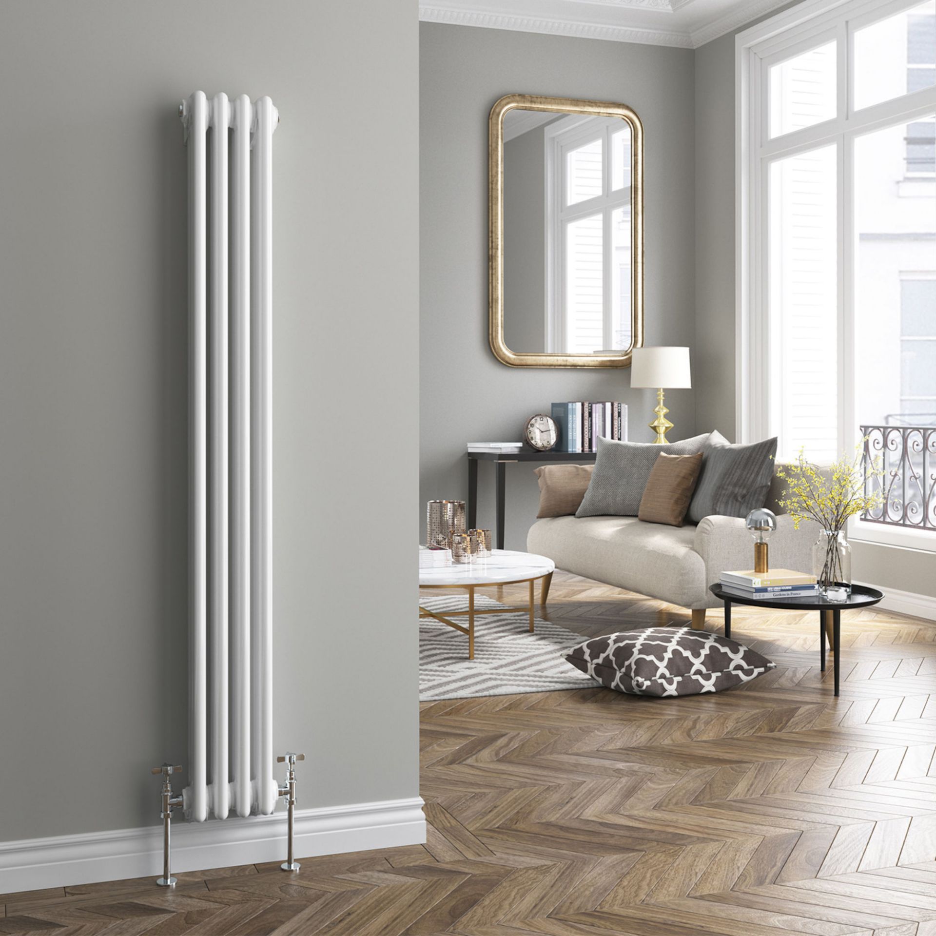 (NY170) 1500x200mm White Triple Panel Vertical Colosseum Traditional Radiator. RRP £331.99. Made - Image 2 of 3