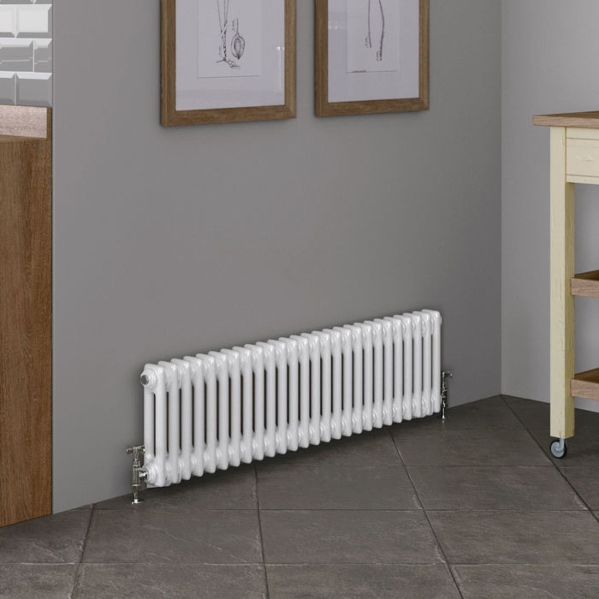 (NY159) 300x1165mm White Double Panel Horizontal Colosseum Traditional Radiator. RRP £379.99. Made - Image 3 of 4