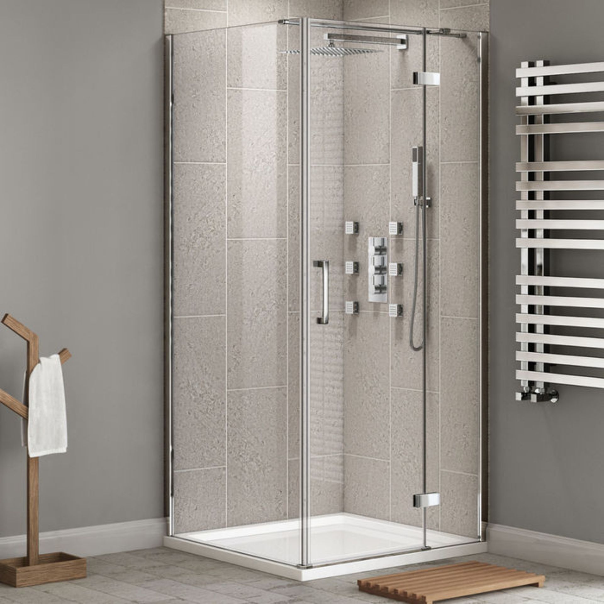 (MT44) 1000x900mm - 8mm - Premium EasyClean Hinged Door Shower Enclosure. RRP £749.99. 8mm EasyClean - Image 2 of 5