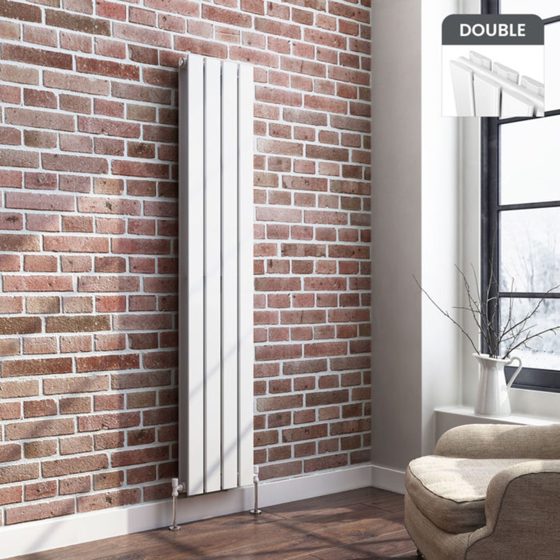 (PA168) 1600x300mm Gloss White Double Flat Panel Vertical Radiator. RRP £249.99. We love this