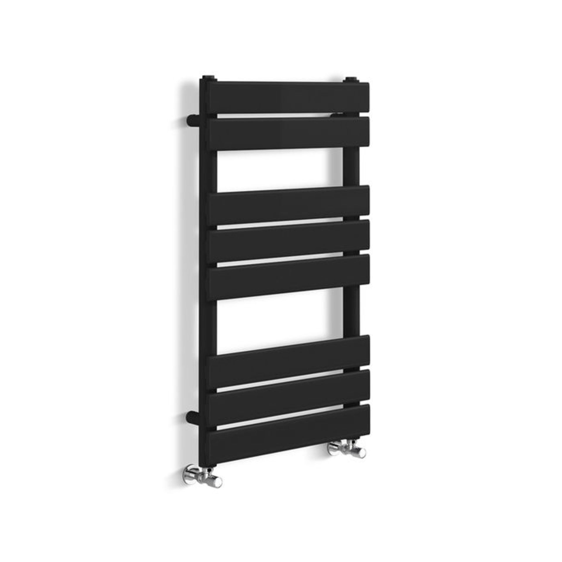 (VN15) 800x450mm Matte Black Flat Panel Ladder Towel Radiator RRP £231.99. Made with low carbon - Image 3 of 3