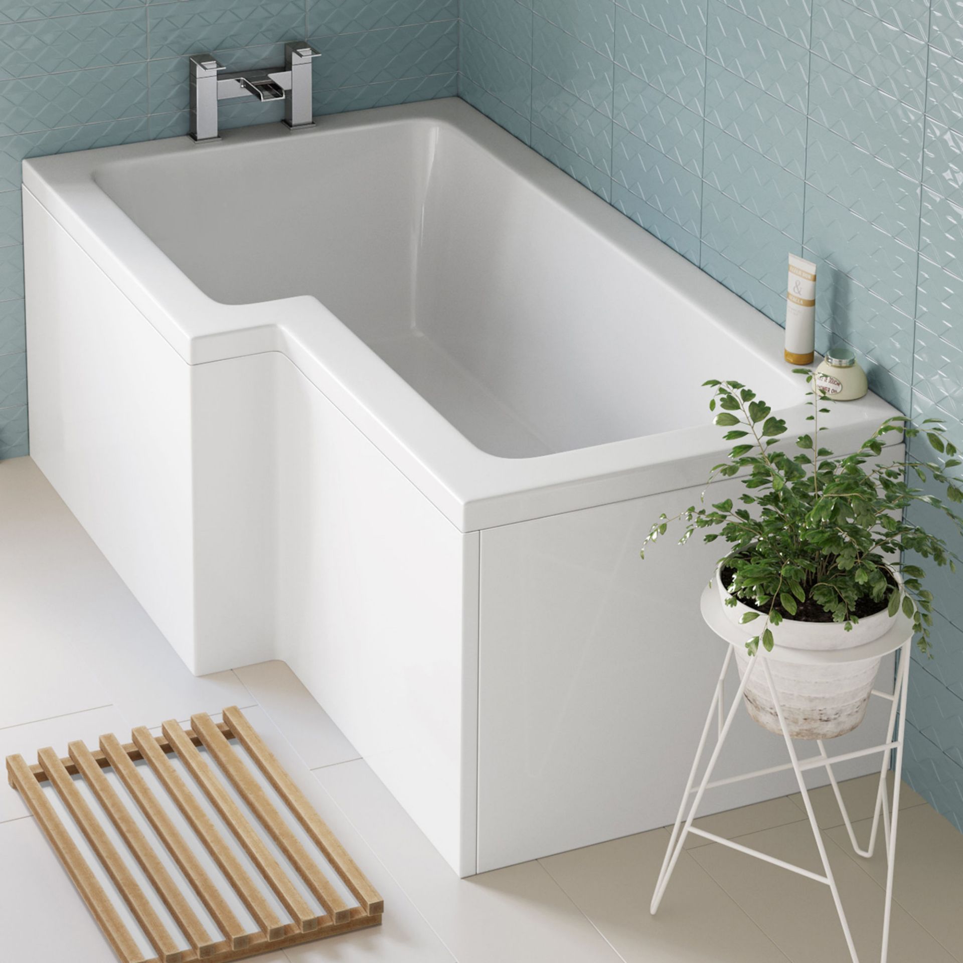 (DK35) 1600x850mm Left Hand L-Shaped Bath. RRP £349.99. Constructed from high quality acrylic