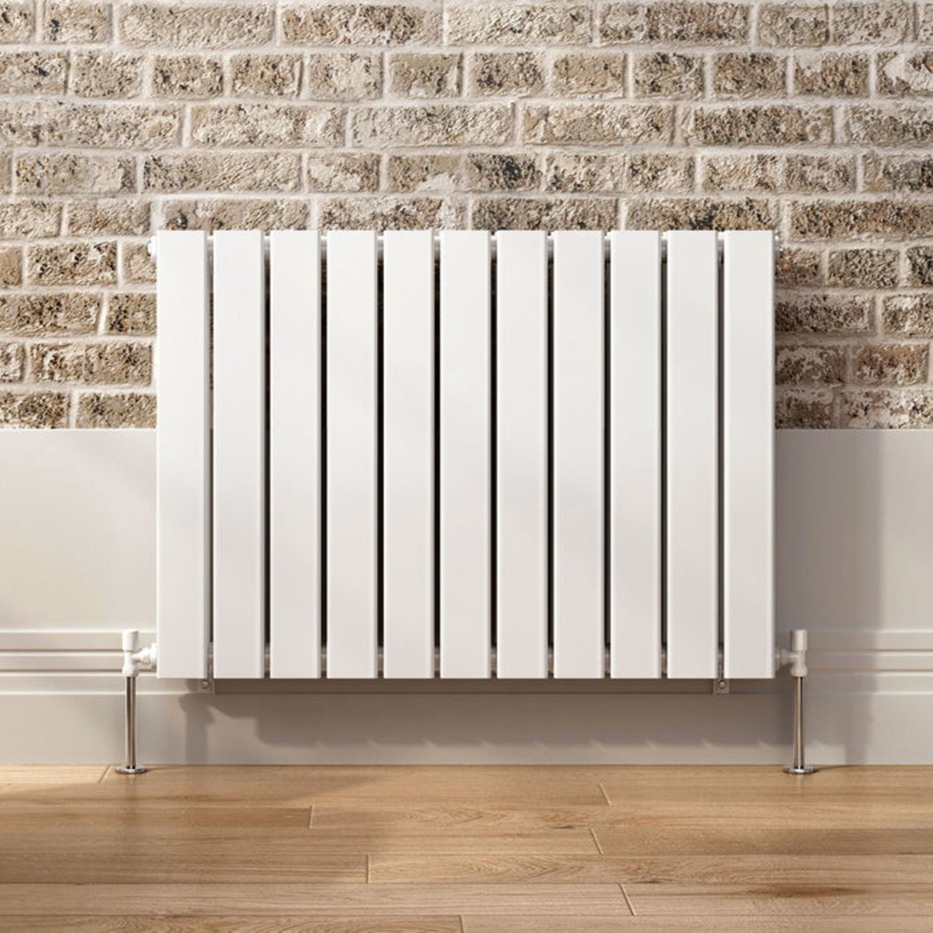 (DK26) 600x830mm Gloss White Single Flat Panel Horizontal Radiator. RRP £216.99. Made from low - Image 5 of 6
