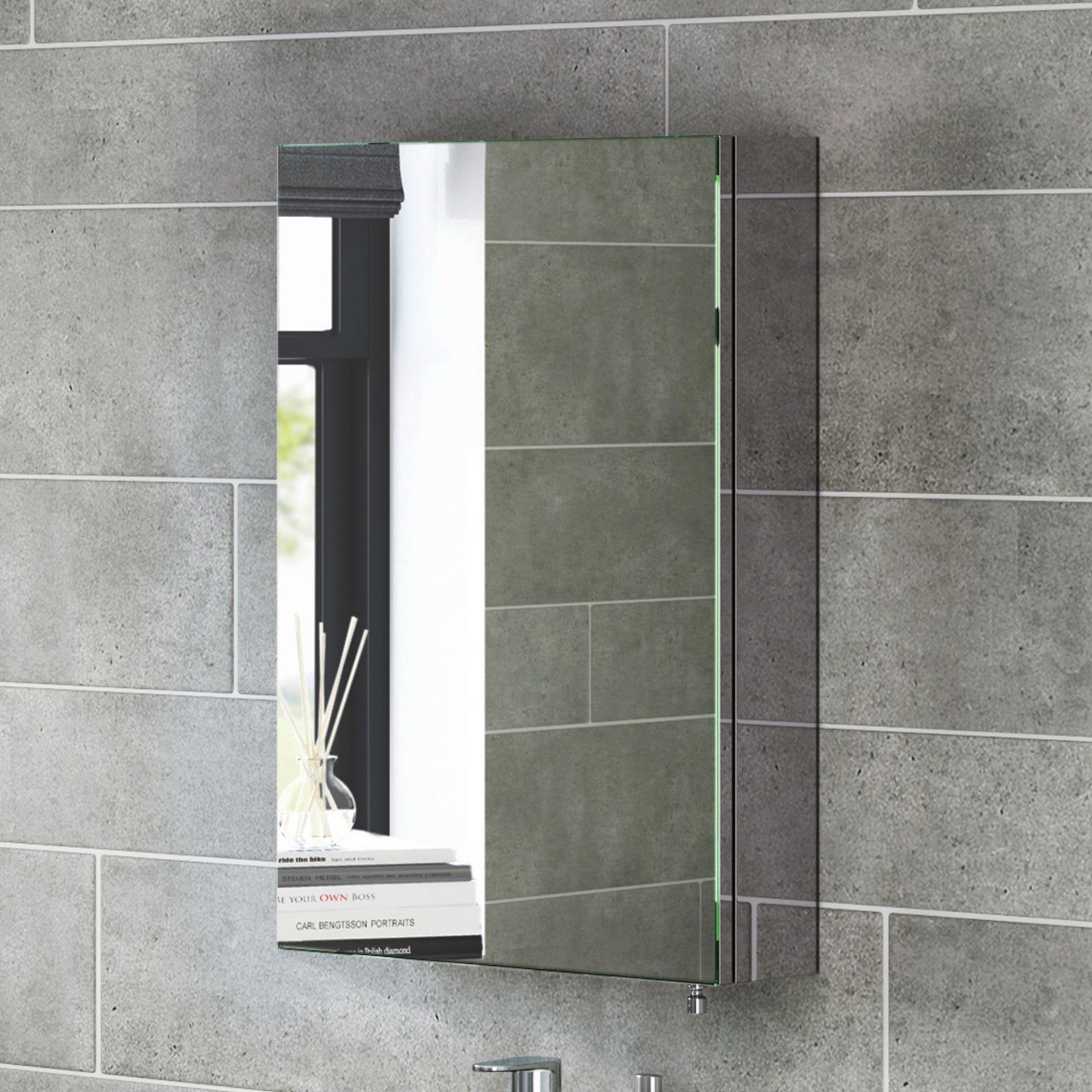 (DK20) 400x600mm Liberty Stainless Steel Single Door Mirror Cabinet. RRP £199.99. Made from high-