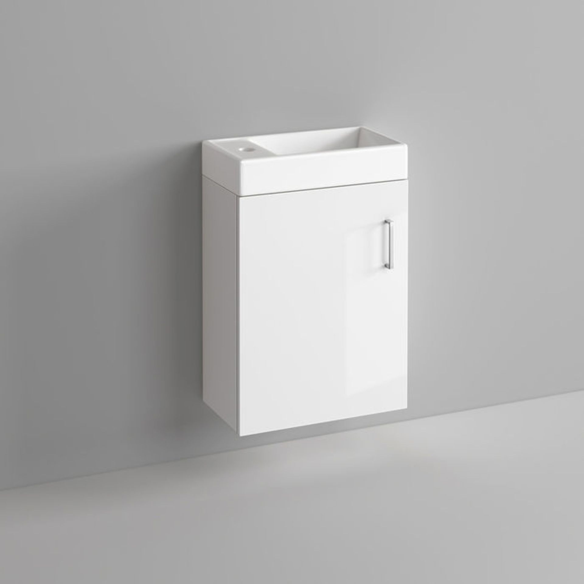 (DK42) Portland Gloss White Slimline Basin Unit - Wall Hung. Comes complete with basin. Stylish - Image 4 of 4