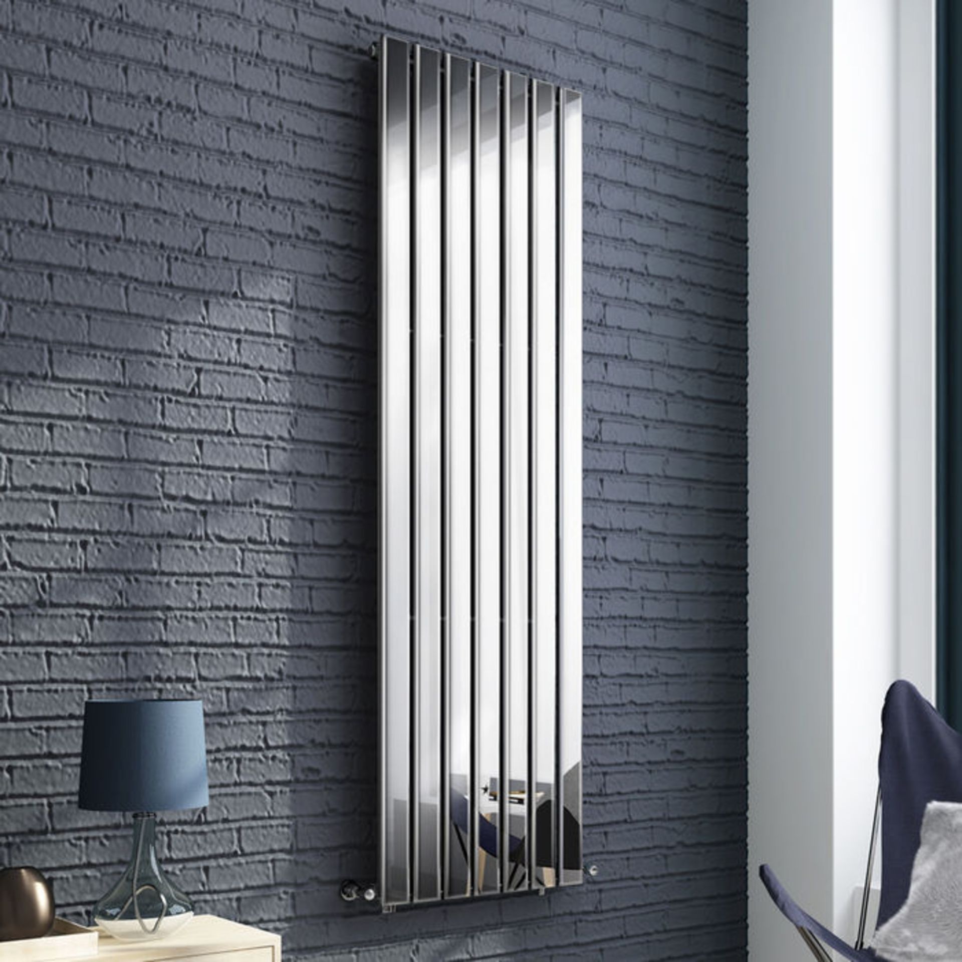 (TA213) 1800x528mm Chrome Single Flat Panel Vertical Radiator. RRP £349.99. Chrome effect provides - Image 2 of 3