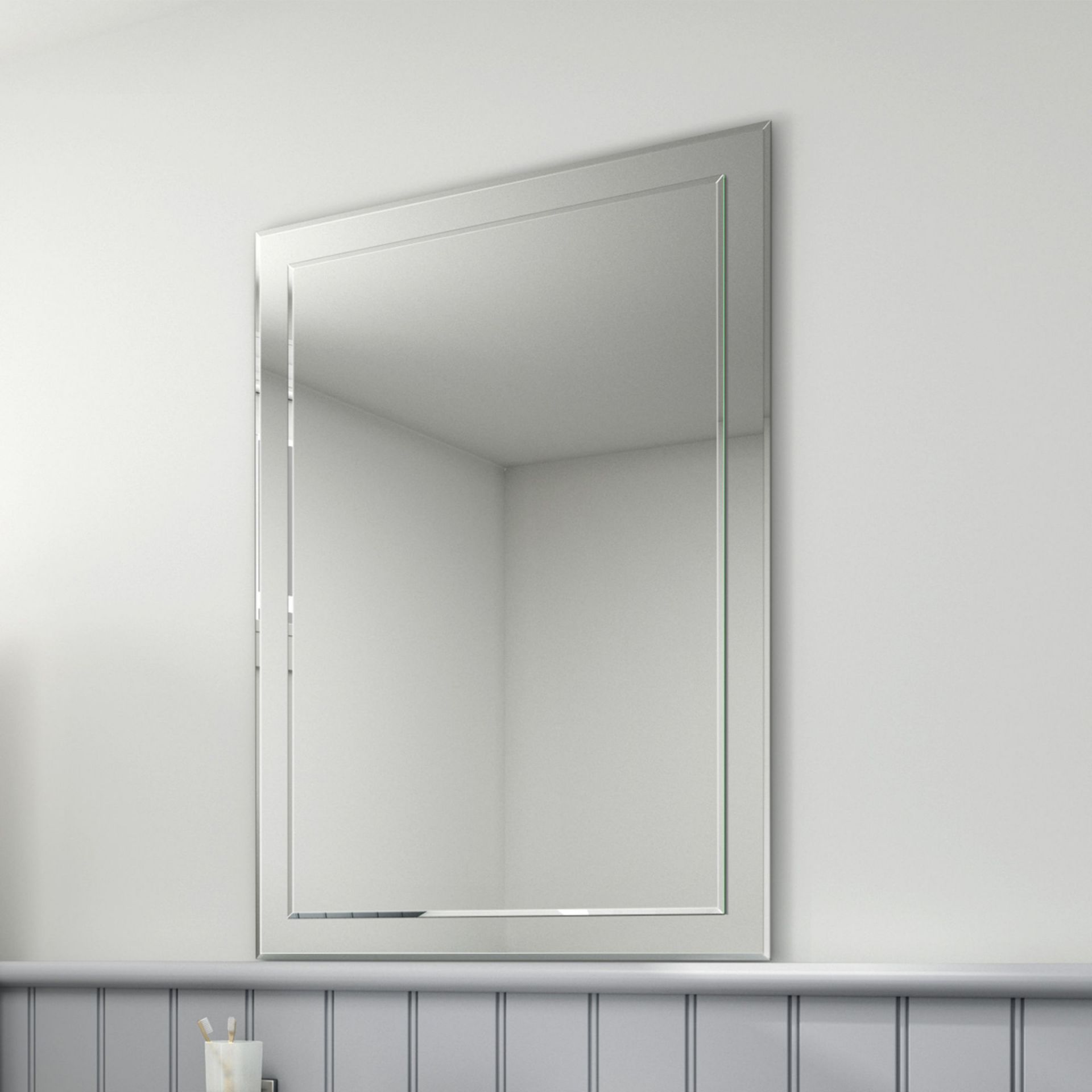 (DK151) 900x650mm Bevel Mirror. Smooth beveled edge for additional safety and style Supplied fully
