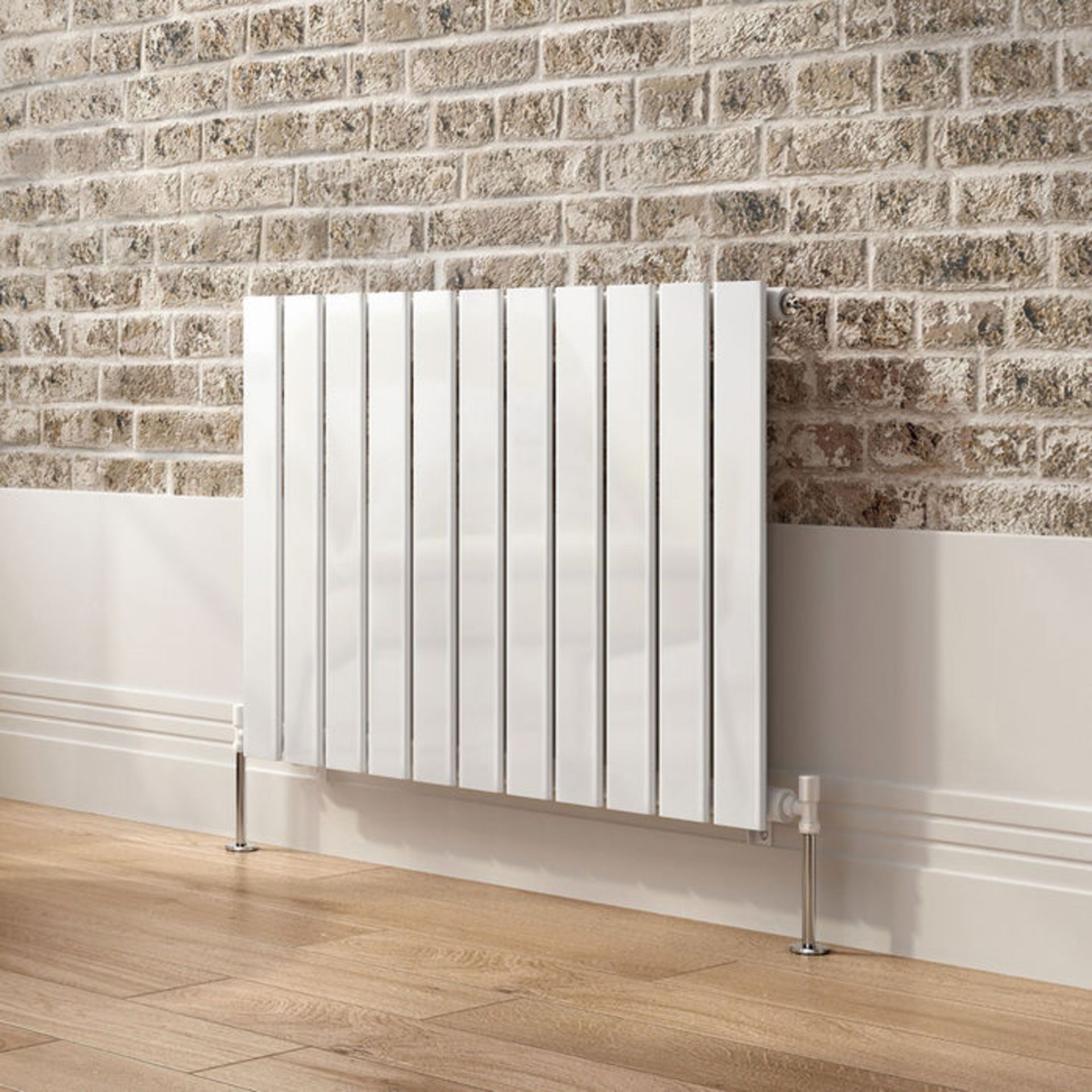 (DK26) 600x830mm Gloss White Single Flat Panel Horizontal Radiator. RRP £216.99. Made from low - Image 4 of 6