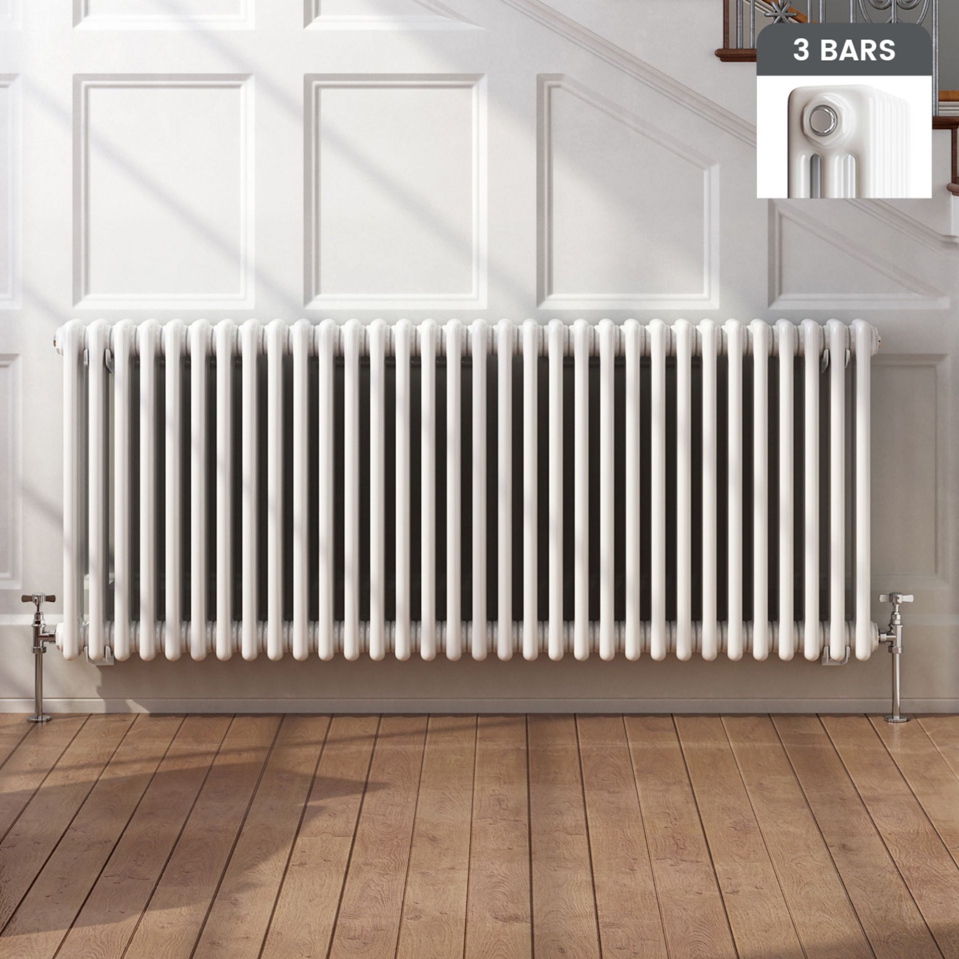 (DK101) 600x1445mm White Triple Panel Horizontal Colosseum Traditional Radiator. RRP £434.99. Made