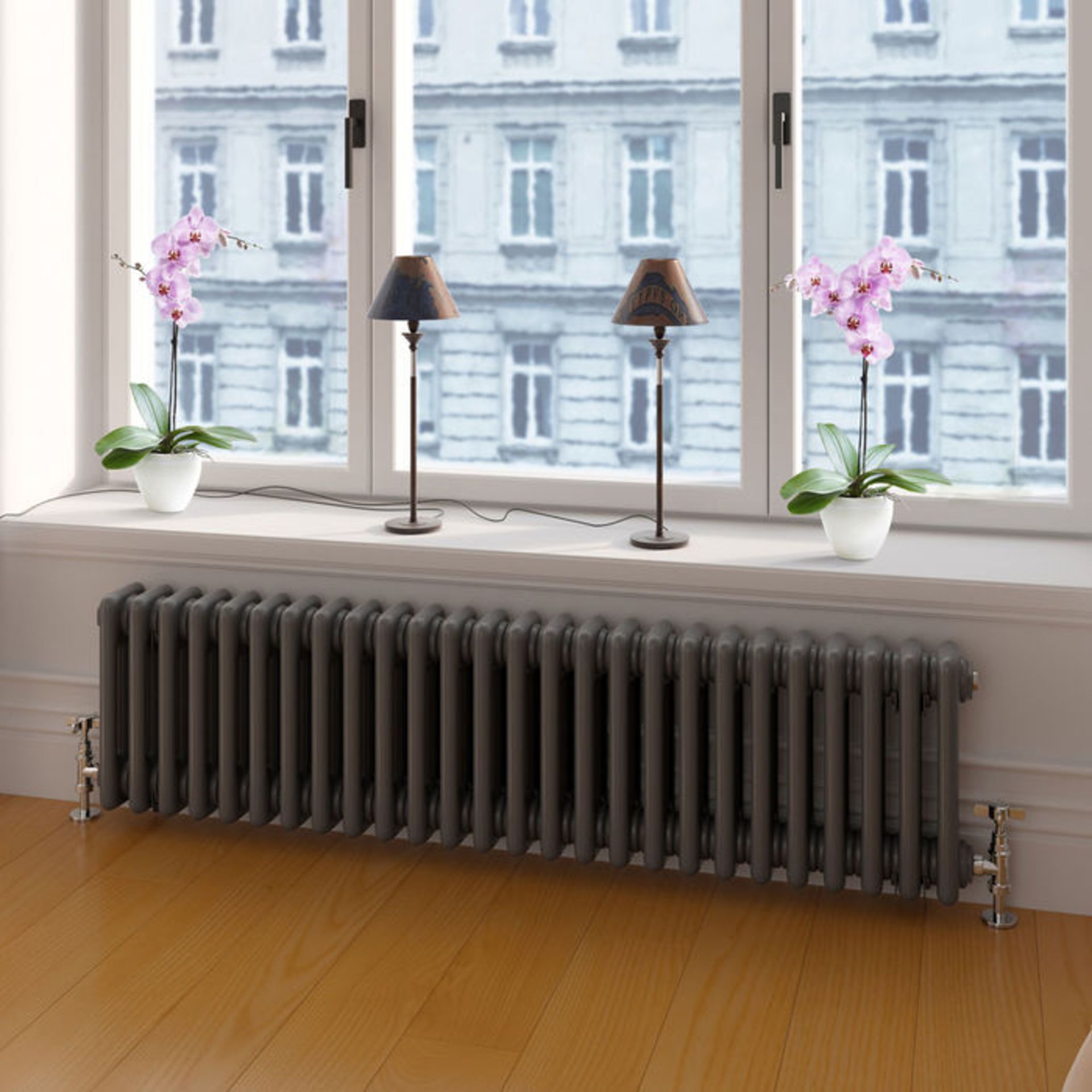 (DK29) 300x1188mm Anthracite Triple Panel Horizontal Colosseum Traditional Radiator. RRP £574.99. - Image 3 of 4