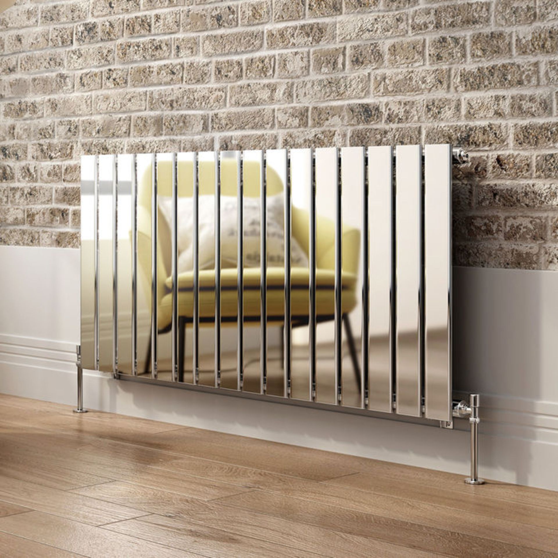 (DK30) 600x1210mm Chrome Single Flat Panel Horizontal Radiator. RRP £318.99. Made from high grade - Image 3 of 3