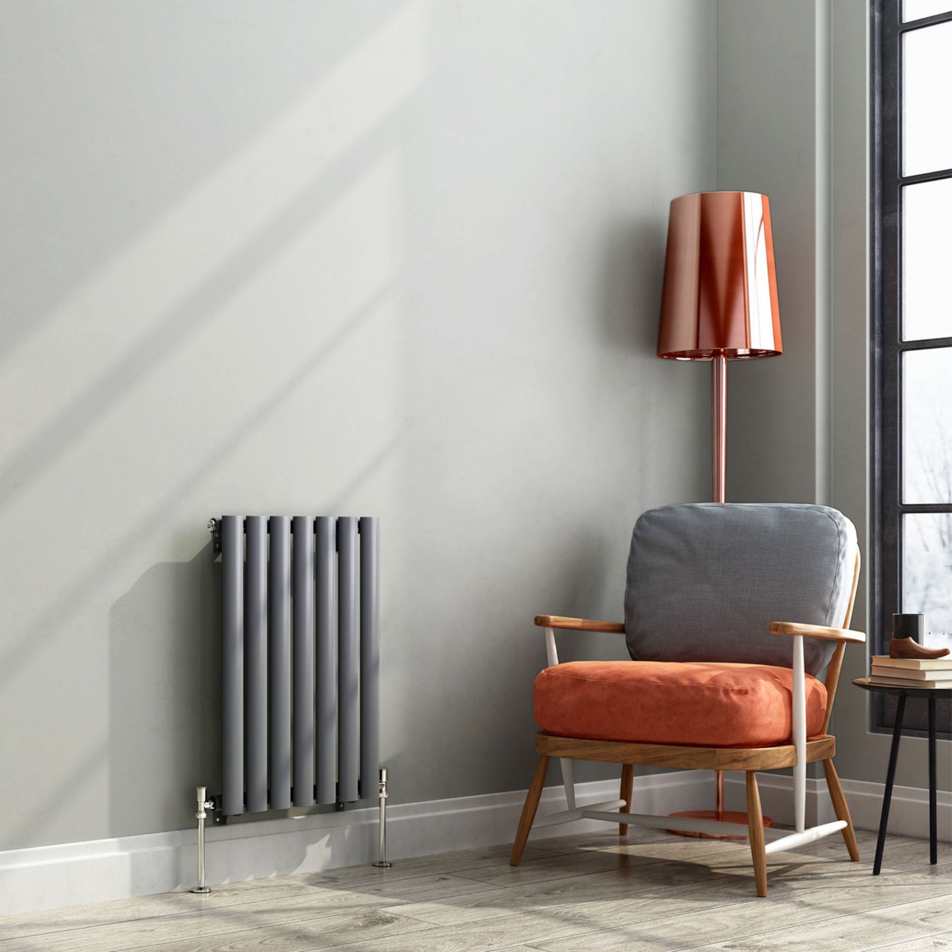 (XM206) 600x420mm Anthracite Single Panel Oval Tube Horizontal Radiator. RRP £169.99. Made from high