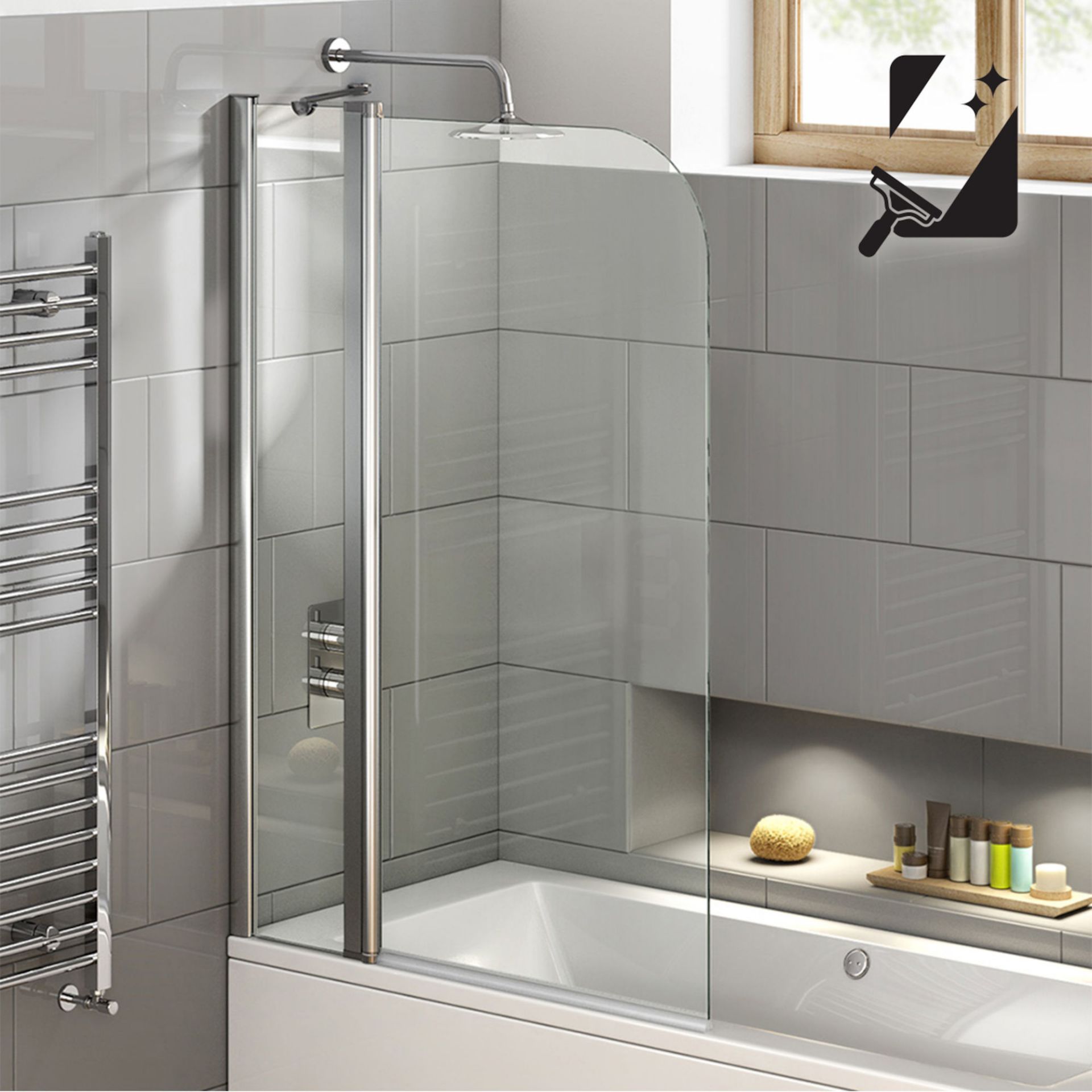 (DK44) 1000mm - 6mm - EasyClean Straight Bath Screen. RRP £224.99. 6mm Tempered Safety Glass