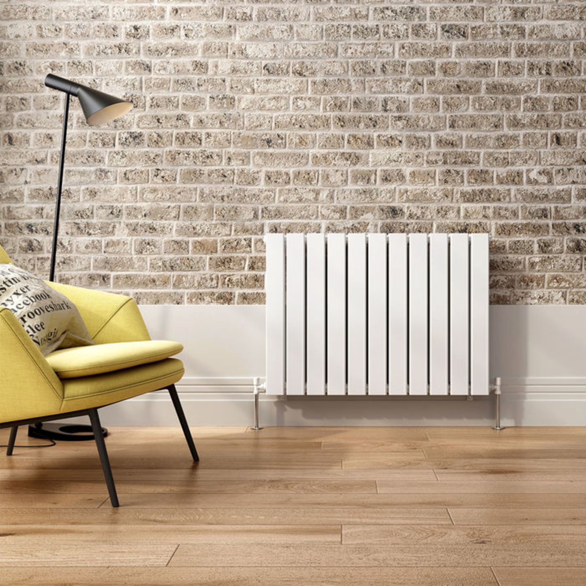 (DK26) 600x830mm Gloss White Single Flat Panel Horizontal Radiator. RRP £216.99. Made from low - Image 3 of 6