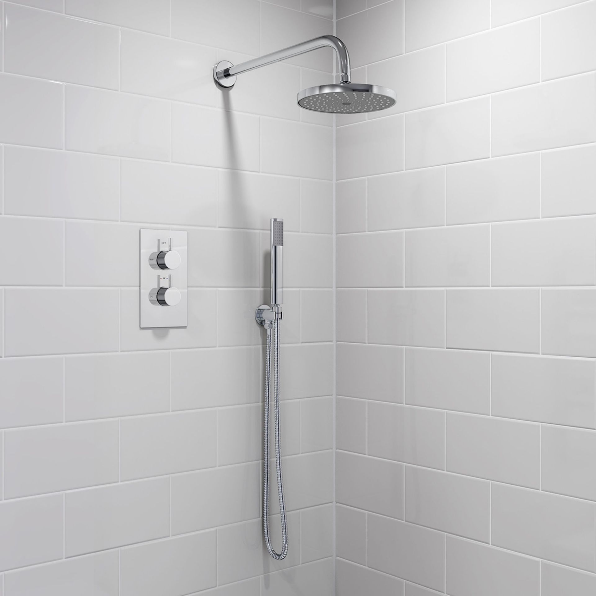 (DK49) Round Concealed Thermostatic Mixer Shower Kit & Medium Head. Family friendly detachable - Image 3 of 5