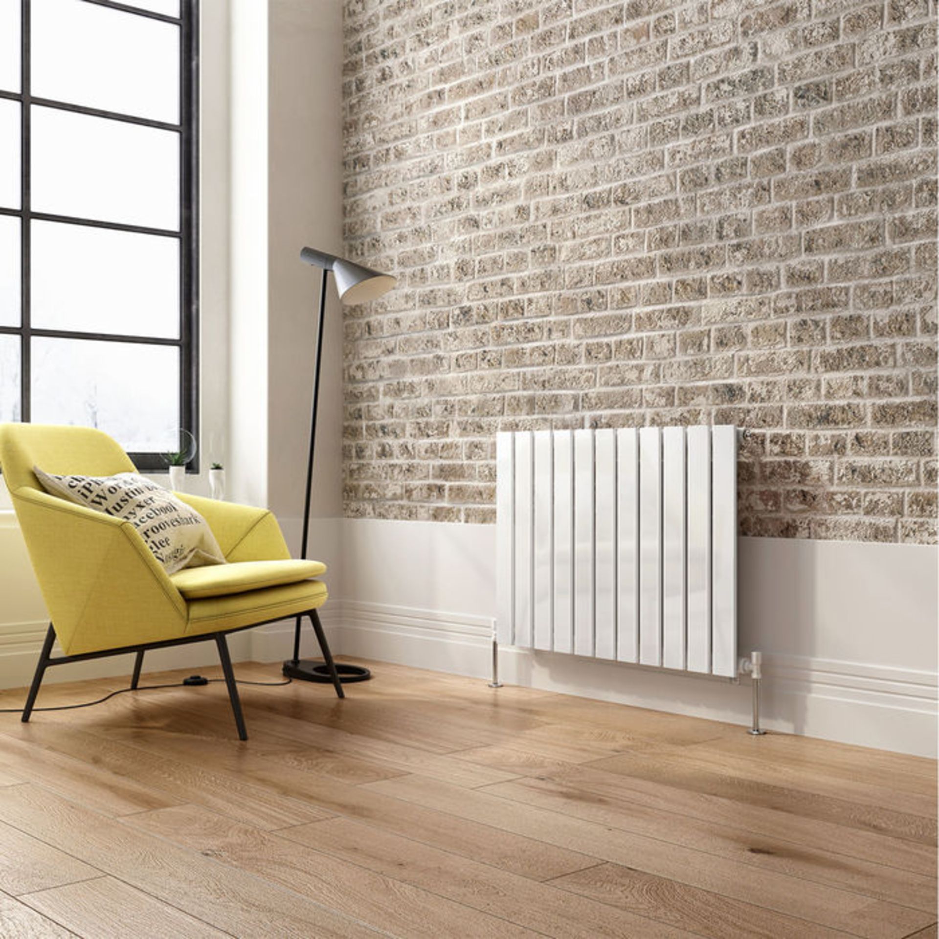 (DK26) 600x830mm Gloss White Single Flat Panel Horizontal Radiator. RRP £216.99. Made from low - Image 2 of 6