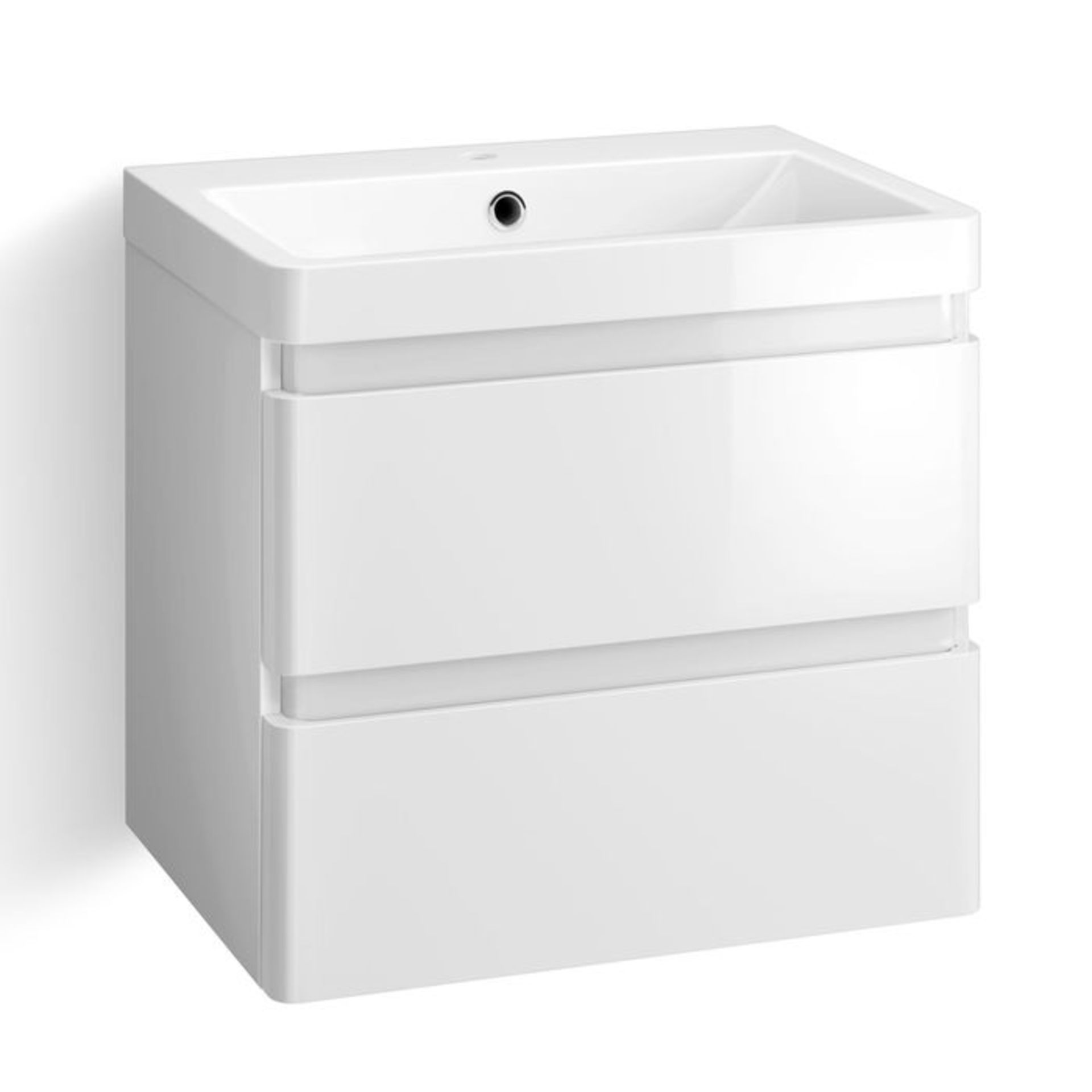 (DK17) 600mm Denver Gloss White Built In Basin Drawer Unit - Wall Hung. RRP £499.99. Comes - Image 4 of 5