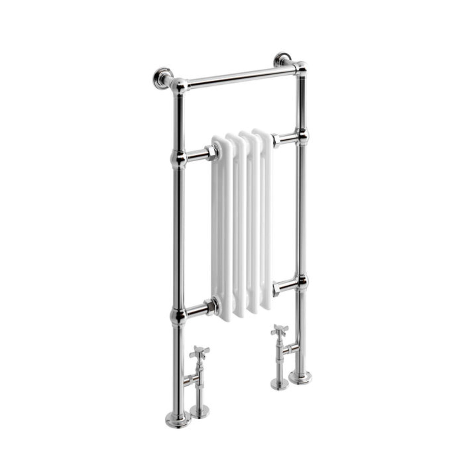 (DK13) 952x479mm Traditional White Slim Towel Rail Radiator - Cambridge. RRP £172.99. Made from - Image 3 of 3