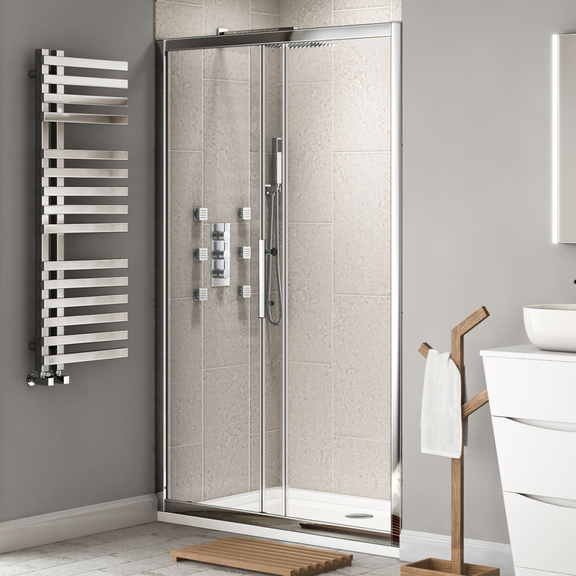 (NY189) 1400mm - 8mm - Premium EasyClean Sliding Shower Door. RRP £434.99. 8mm EasyClean glass - Our