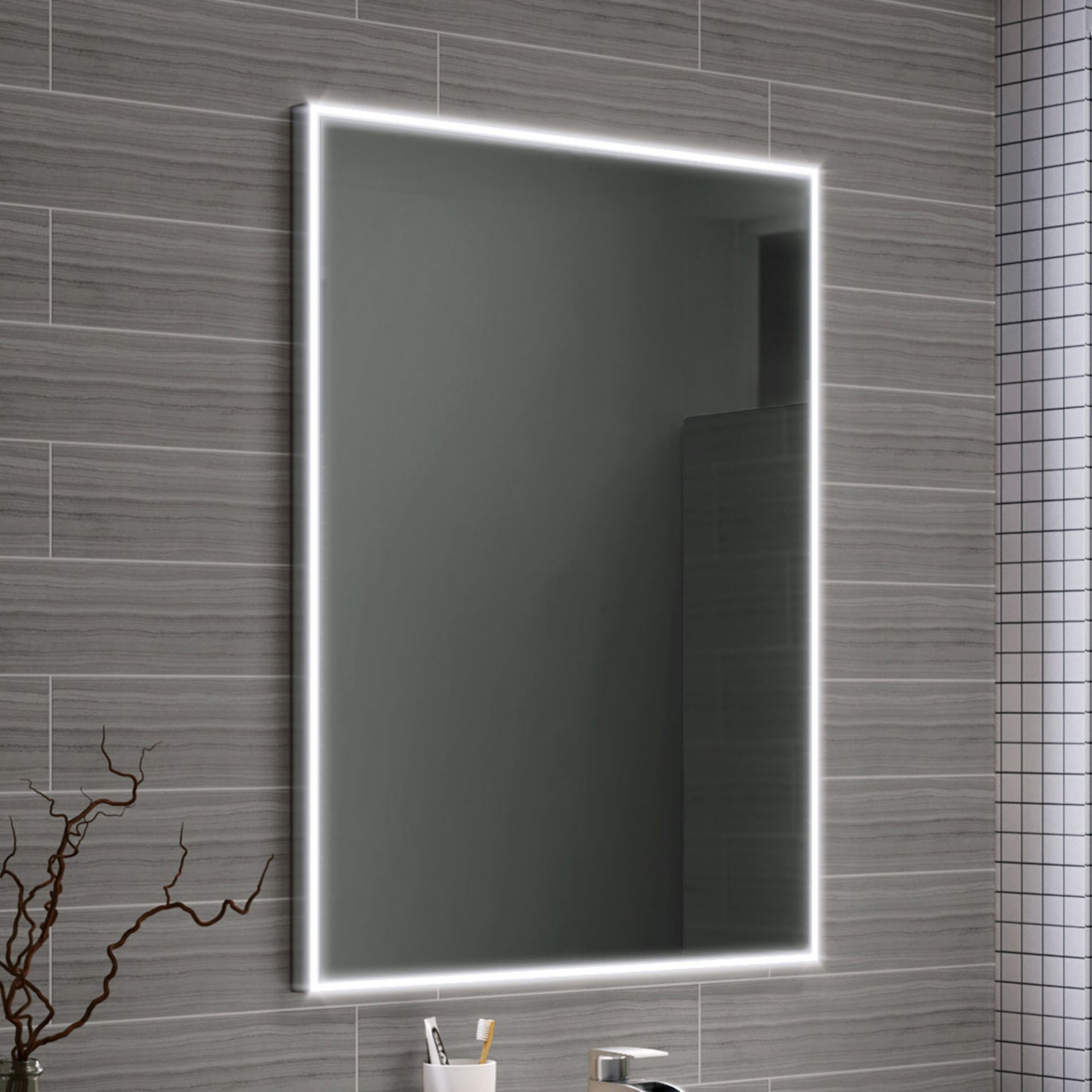 (DK24) 600x800mm Cosmic Illuminated LED Mirror. RRP £349.99. Energy efficient LED lighting with IP44