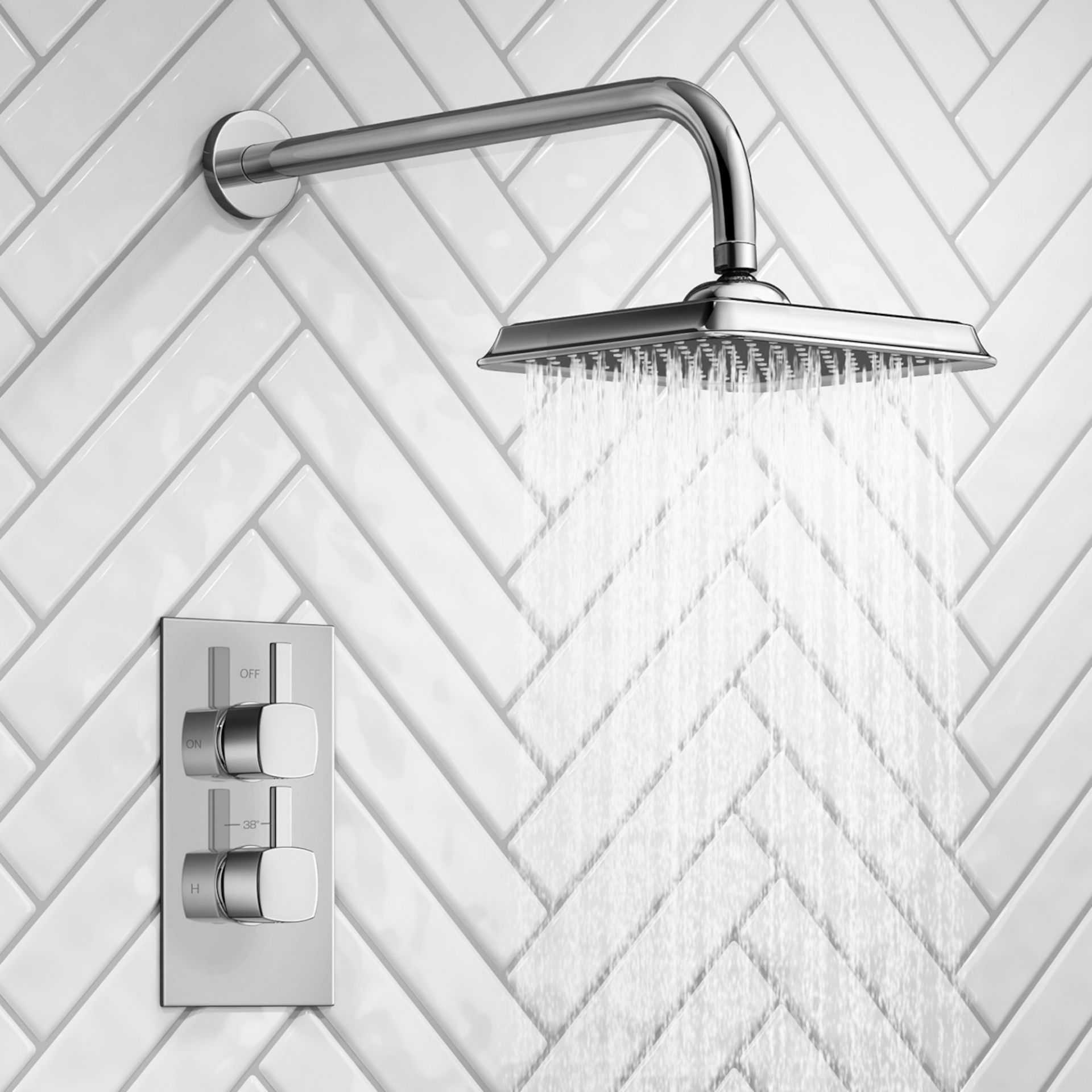 (DK50) Square Concealed Thermostatic Mixer Shower & Medium Head. Enjoy the minimalistic aesthetic of