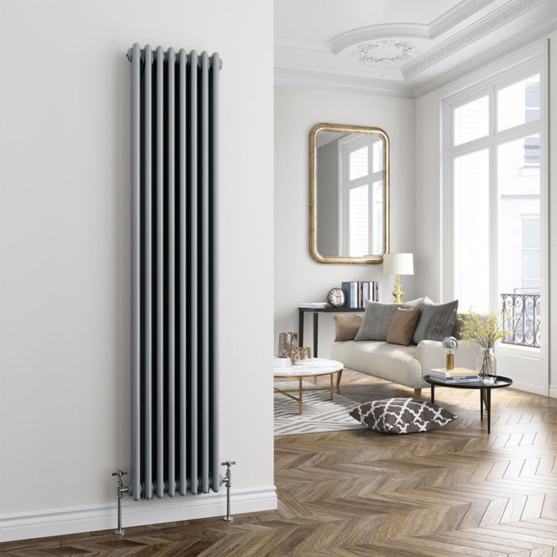 (DK11) 1800x380mm Earl Grey Triple Panel Vertical Colosseum Radiator. RRP £441.99. For an elegant - Image 2 of 3