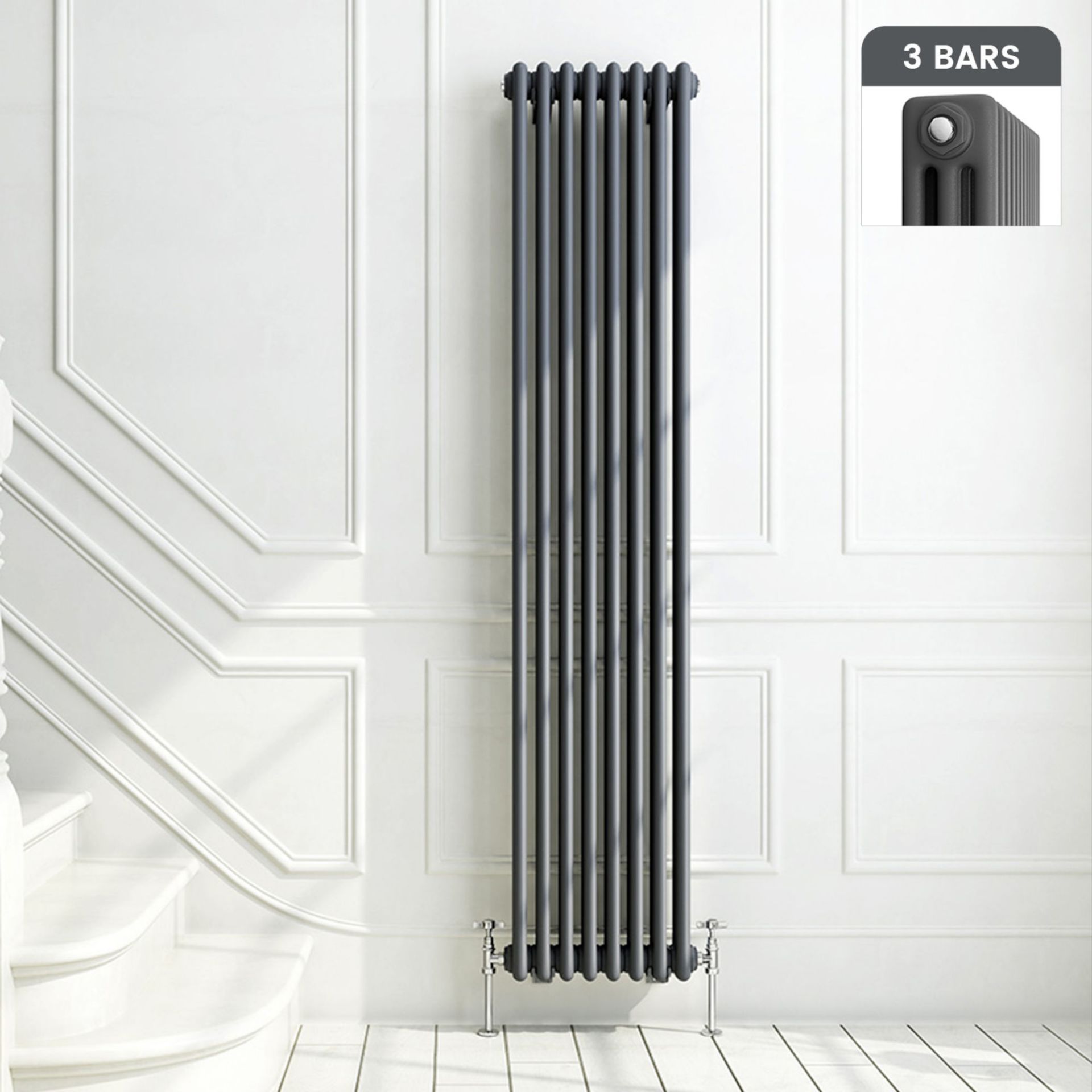 (DK64) 1800x380mm Anthracite Triple Panel Vertical Colosseum Traditional Radiator. RRP £429.99. Made