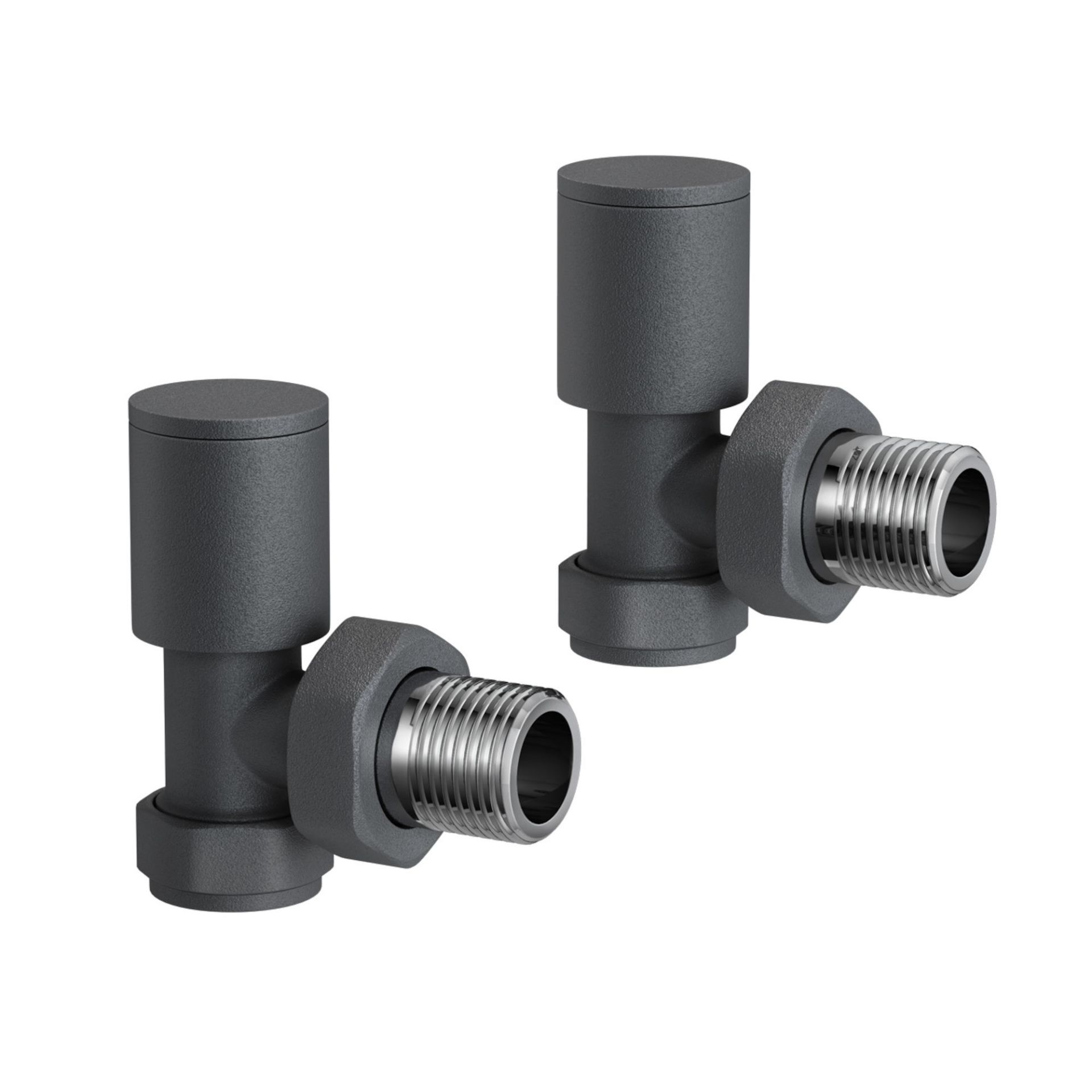 (DK53) Anthracite Standard Connection Angled Radiator Valves 15mm Contemporary anthracite finish